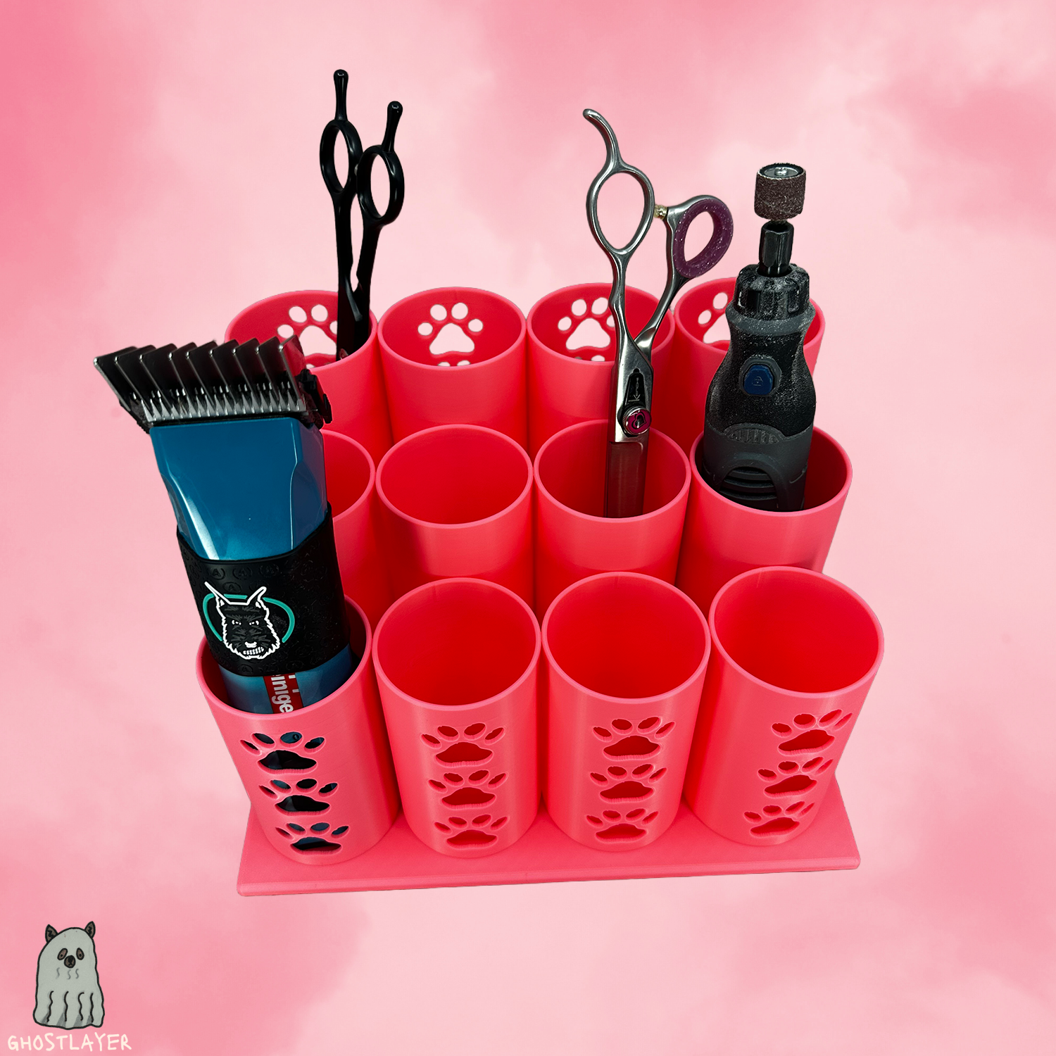 Tube City *Large*-- Dog Grooming Brush, Clipper, Shear or All Around holder. Twelve 2 inch tubes with base.