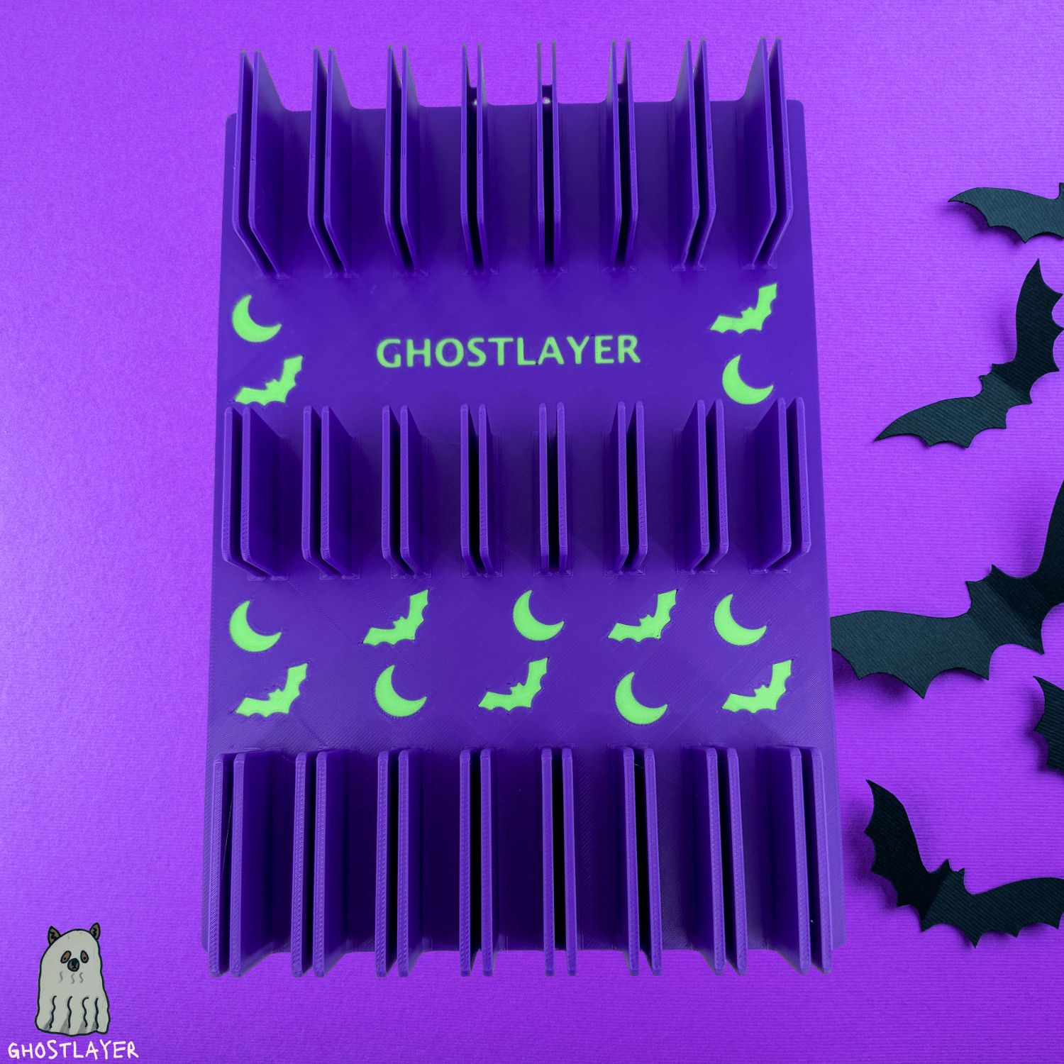 Drawerganizer *Halloween* Combs Low Profile Grooming Comb Toolbox Drawer Organizer- Holds 8 Combs *Ghastly Green and Purple*