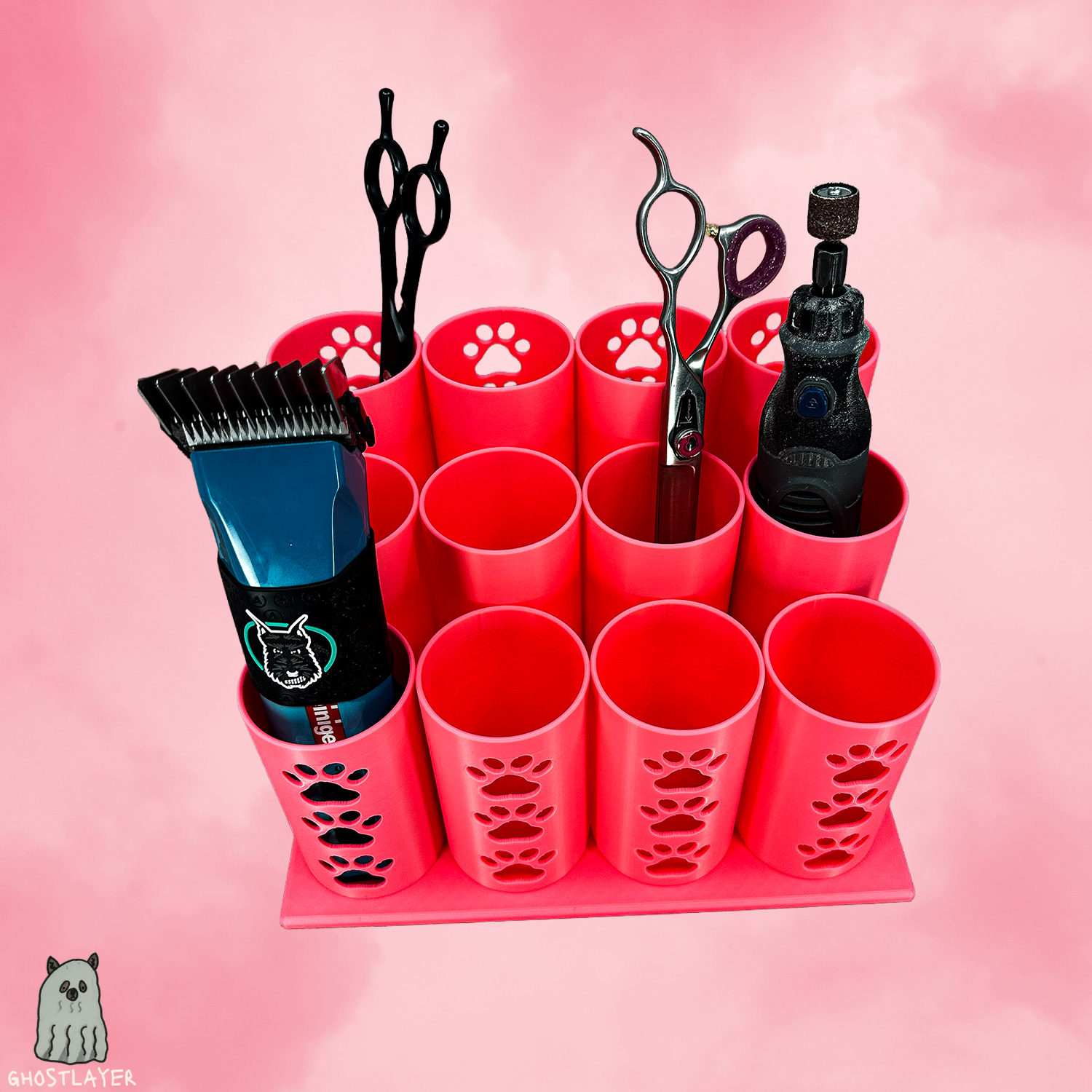 Tube City *Large*-- Dog Grooming Brush, Clipper, Shear or All Around holder. Twelve 2 inch tubes with base.