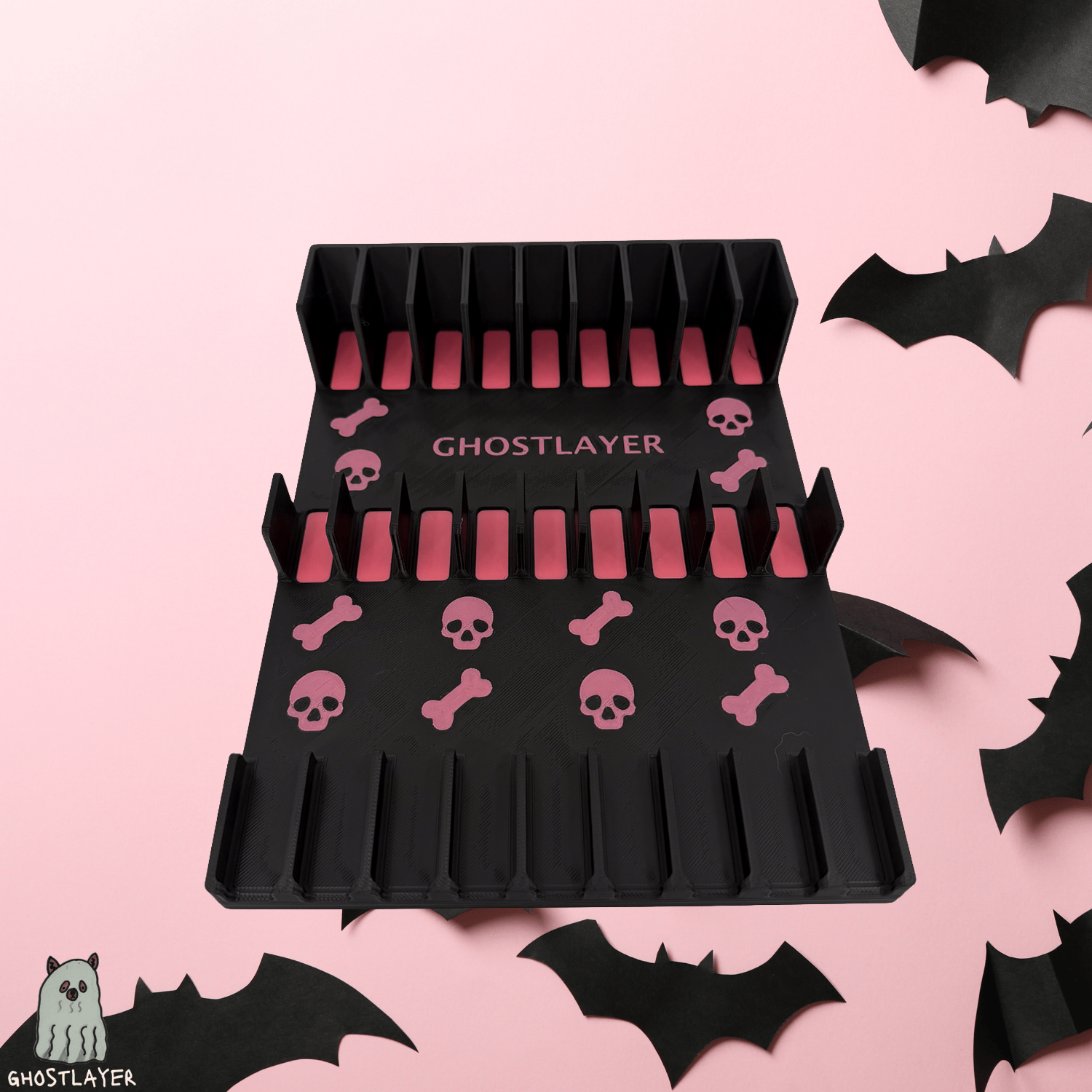 Drawerganizer *Halloween* Shears Low Profile Grooming Shear Toolbox Drawer Organizer- Holds 9 Shears- *Gothic Black and Pink*