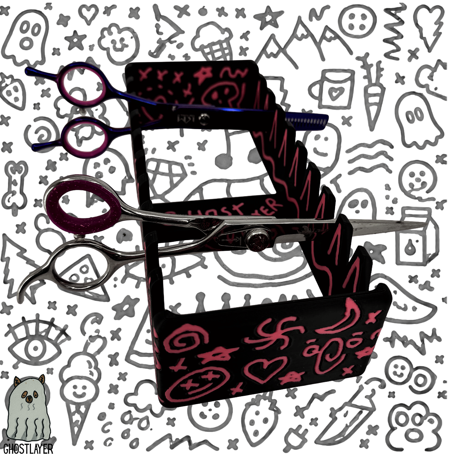 *Ghost Graffiti* Dog Grooming Scissor Holder Up to 10 pairs