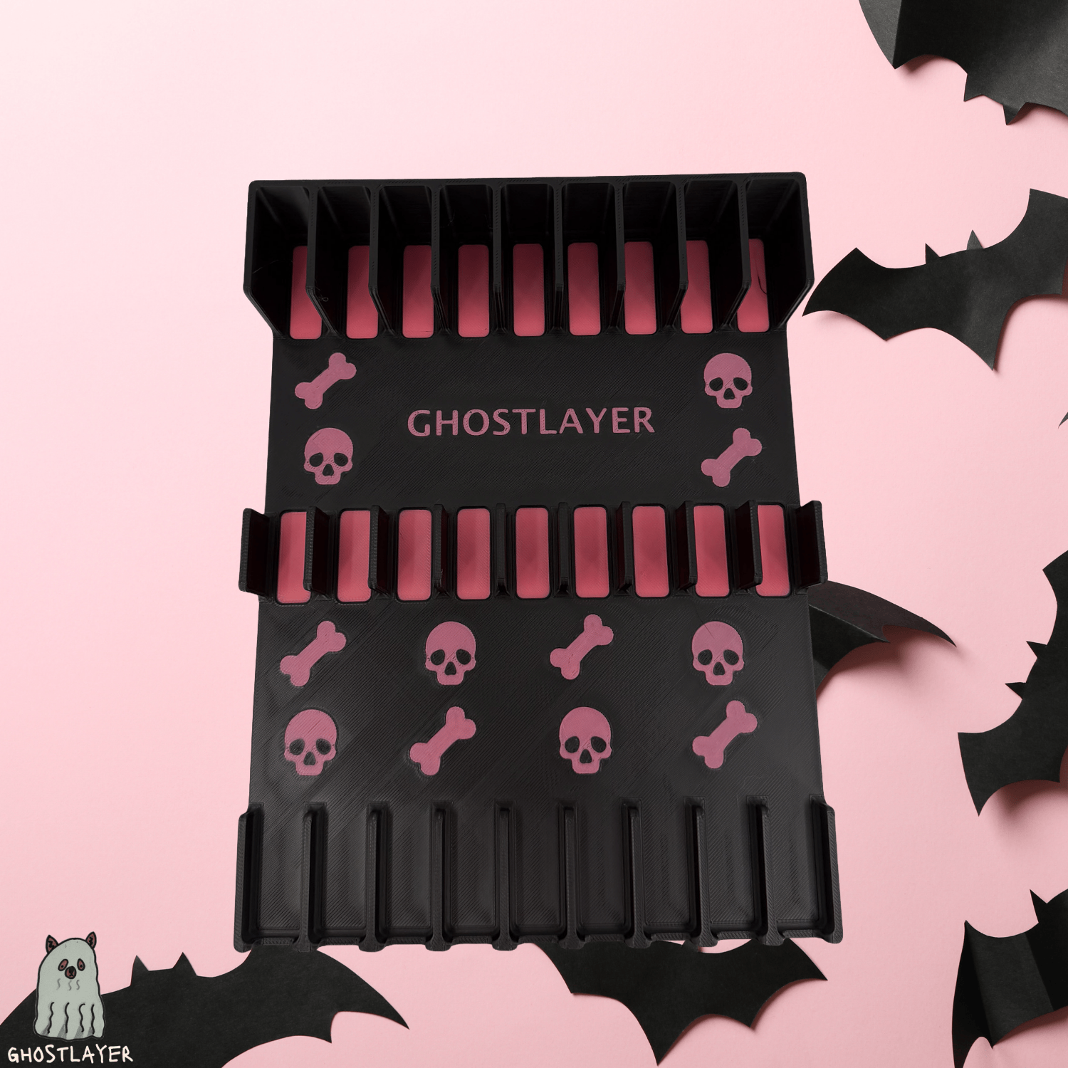 Drawerganizer *Halloween* Shears Low Profile Grooming Shear Toolbox Drawer Organizer- Holds 9 Shears- *Gothic Black and Pink*