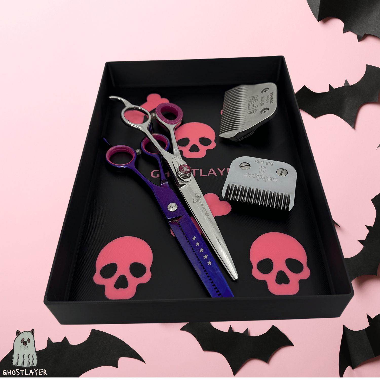 Drawerganizer *Halloween* Trays Low Profile Grooming Tools Toolbox Drawer Organizer *Gothic Black and Pink*