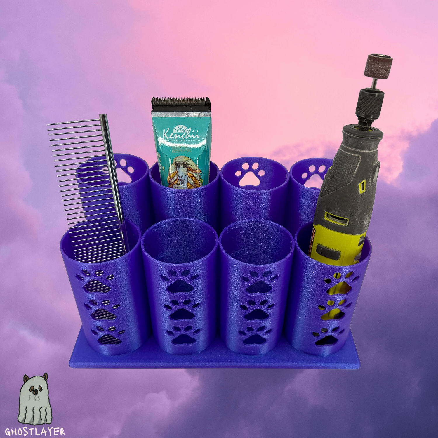 Tube City *Medium*-- Dog Grooming Brush, Clipper, Shear or All Around holder. Eight 2 inch tubes with base.