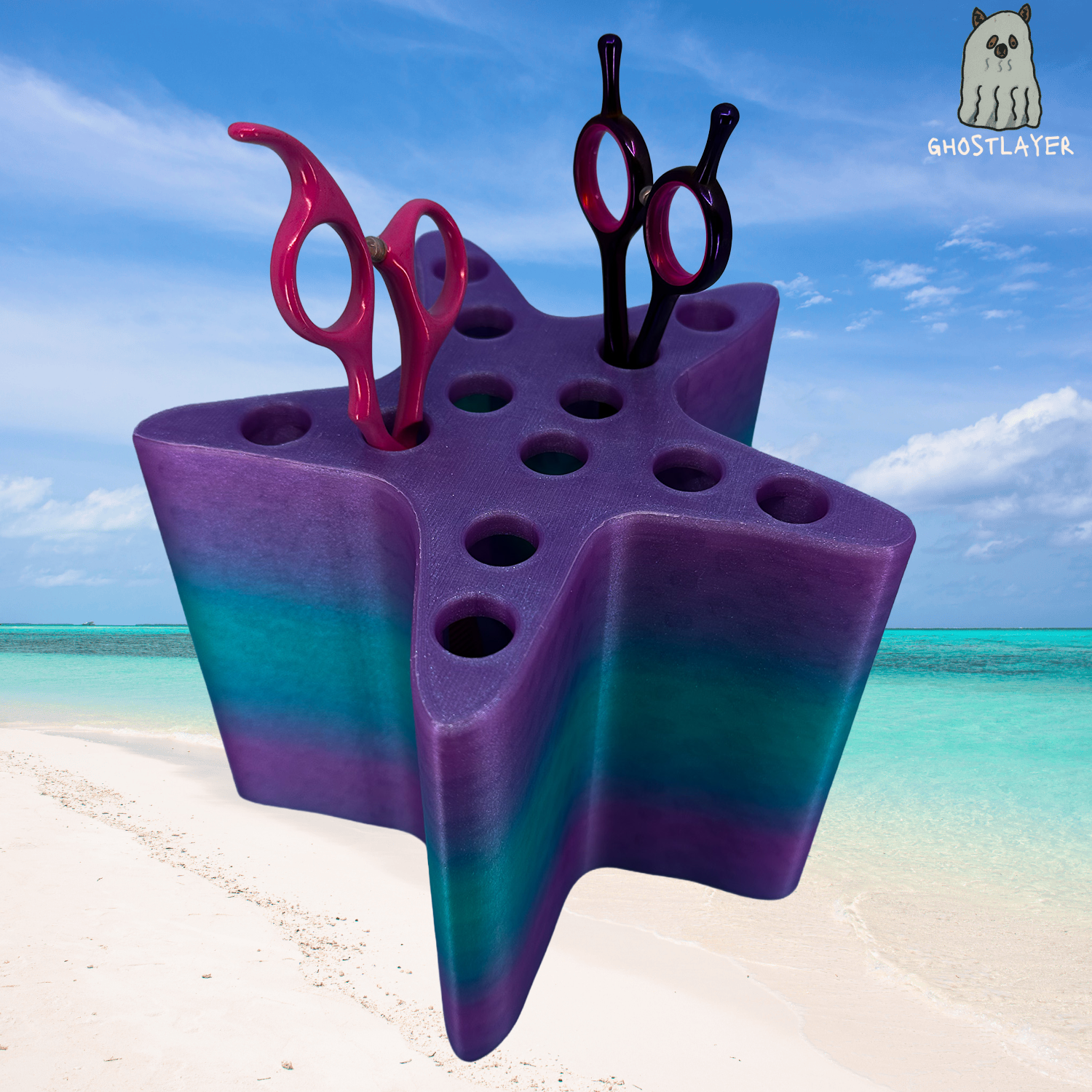 The Starfish- "Under the Sea Collection"- Vertical Dog Grooming Scissor Holder— 13 pairs, Simple organizer |