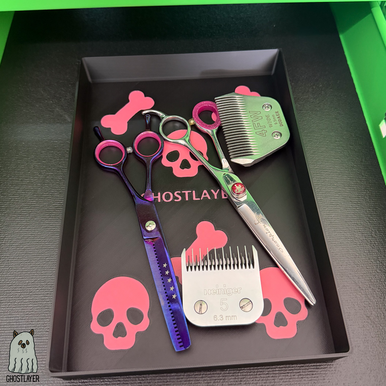 Drawerganizer *Halloween* Trays Low Profile Grooming Tools Toolbox Drawer Organizer *Gothic Black and Pink*