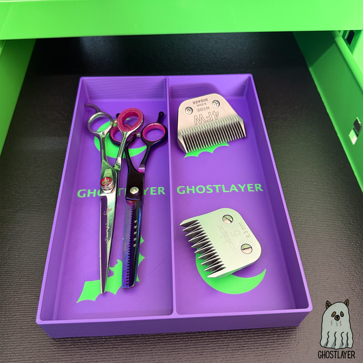 Drawerganizer *Halloween* Trays Low Profile Grooming Tools Toolbox Drawer Organizer *Ghastly Green and Purple*