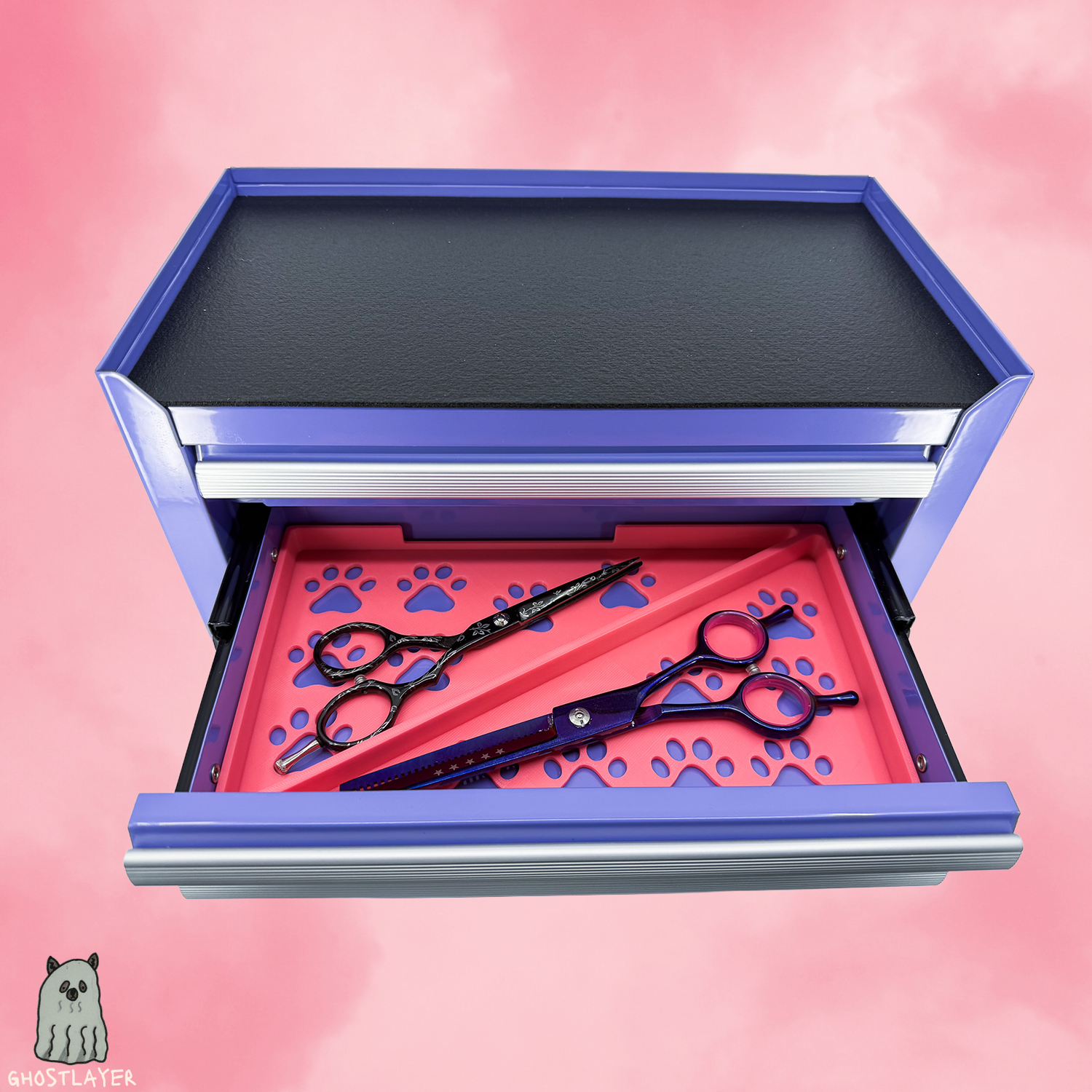 Kobalt Mini Toolbox Middle Drawer Organizer (Two Drawer w/Lid and Three Drawer)- Dog Grooming Toolbox Shear holder