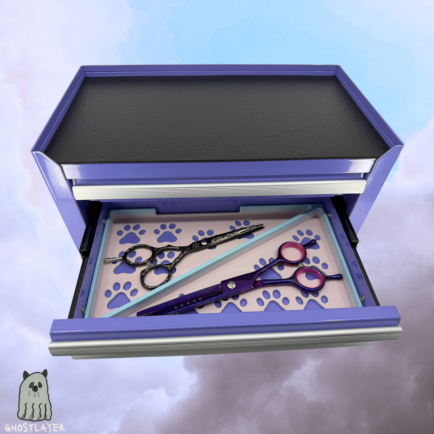 Kobalt Mini Toolbox Middle Drawer Organizer (Two Drawer w/Lid and Three Drawer)- Dog Grooming Toolbox Shear holder