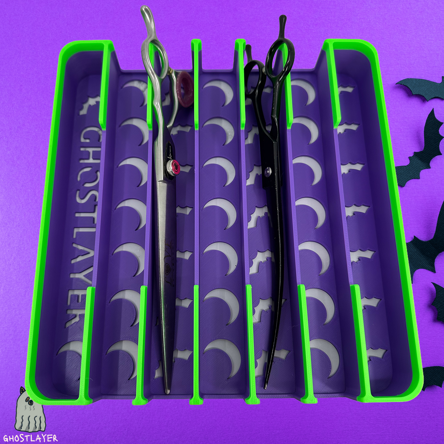 *Halloween* Pharaoh Hound V2 - Large Curved Lay Flat Dog Grooming Scissor Holder | Holds 7 |