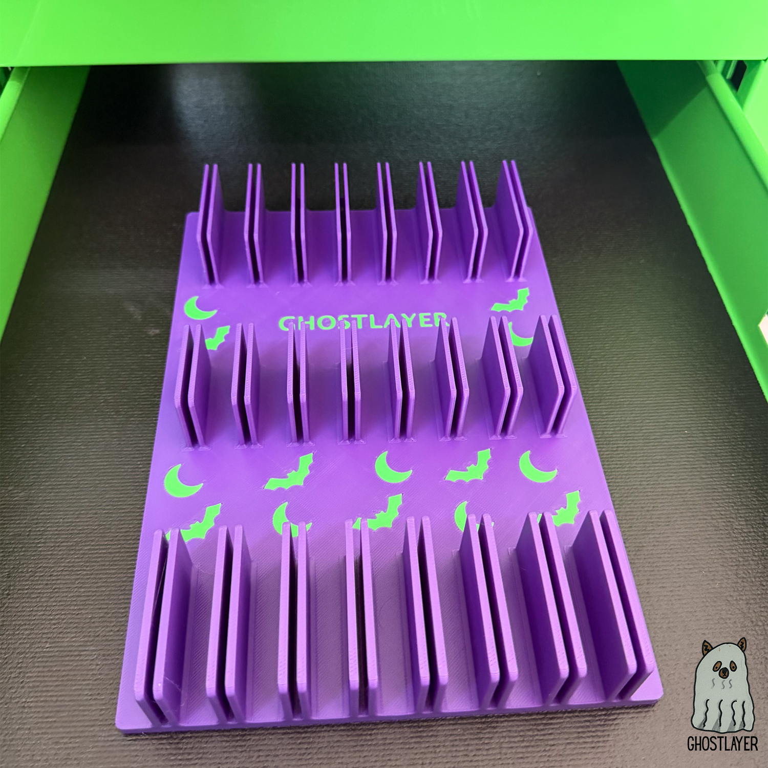 Drawerganizer *Halloween* Combs Low Profile Grooming Comb Toolbox Drawer Organizer- Holds 8 Combs *Ghastly Green and Purple*