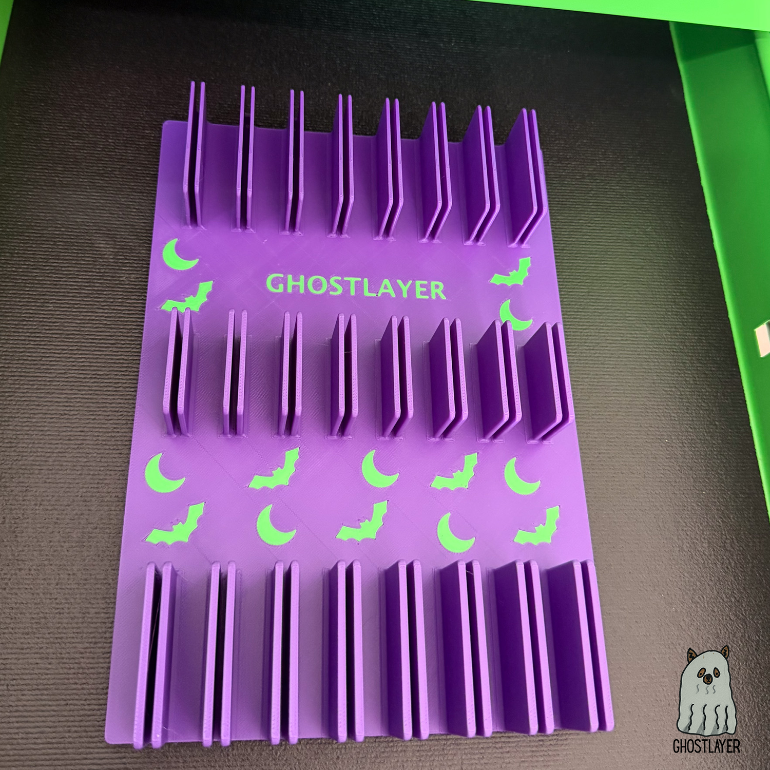 Drawerganizer *Halloween* Combs Low Profile Grooming Comb Toolbox Drawer Organizer- Holds 8 Combs *Ghastly Green and Purple*