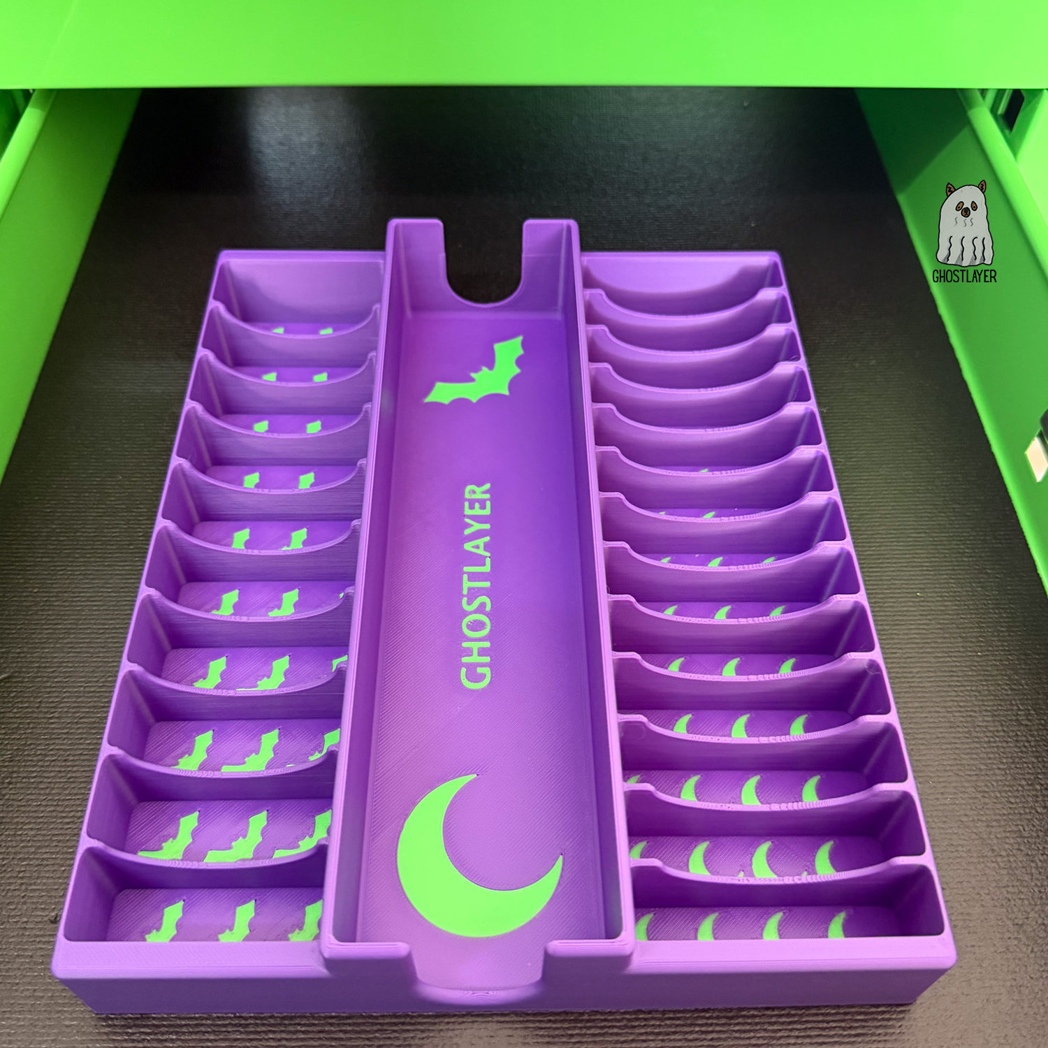 Drawerganizer *Halloween* Blade/Clipper Combo Toolbox Drawer Organizer- Holds 1 Clipper, 10 Standard, 13 Wide *Ghastly Green and Purple*