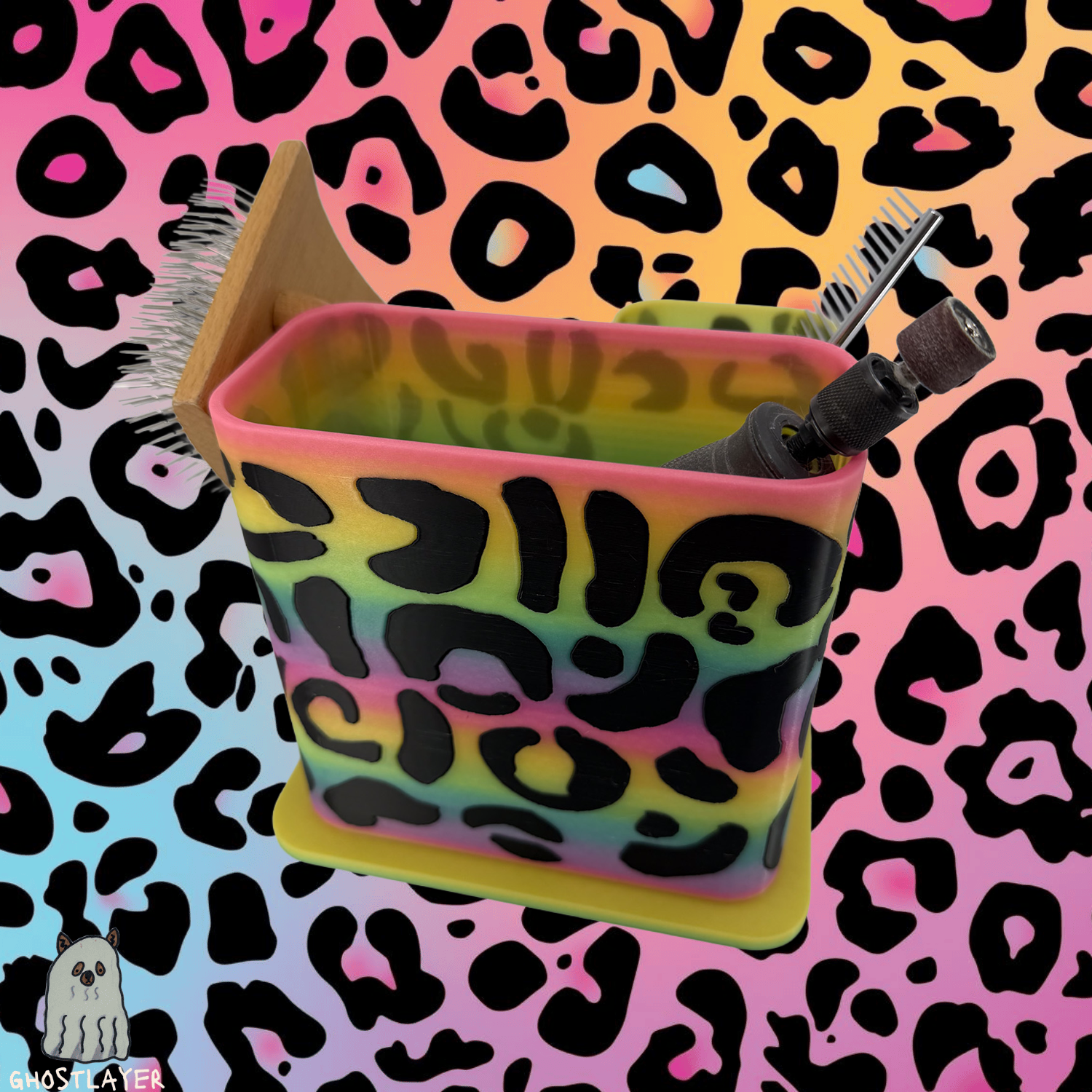 The Feral Yorkie--Dog Grooming Brush Holder, Simple organizer | Medium Size |