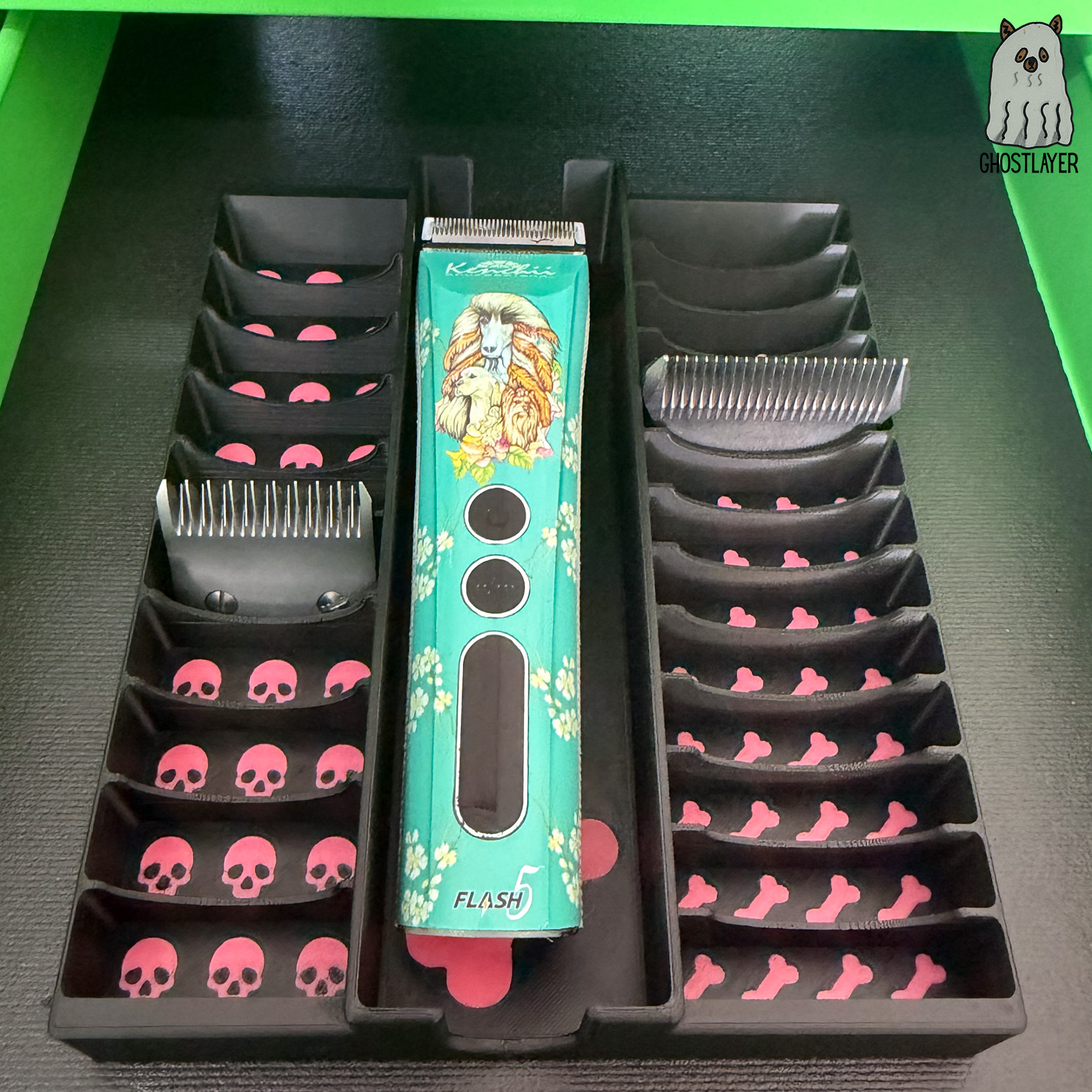 Drawerganizer *Halloween* Blade/Clipper Combo Toolbox Drawer Organizer- Holds 1 Clipper, 10 Standard, 13 Wide *Gothic Black and Pink*