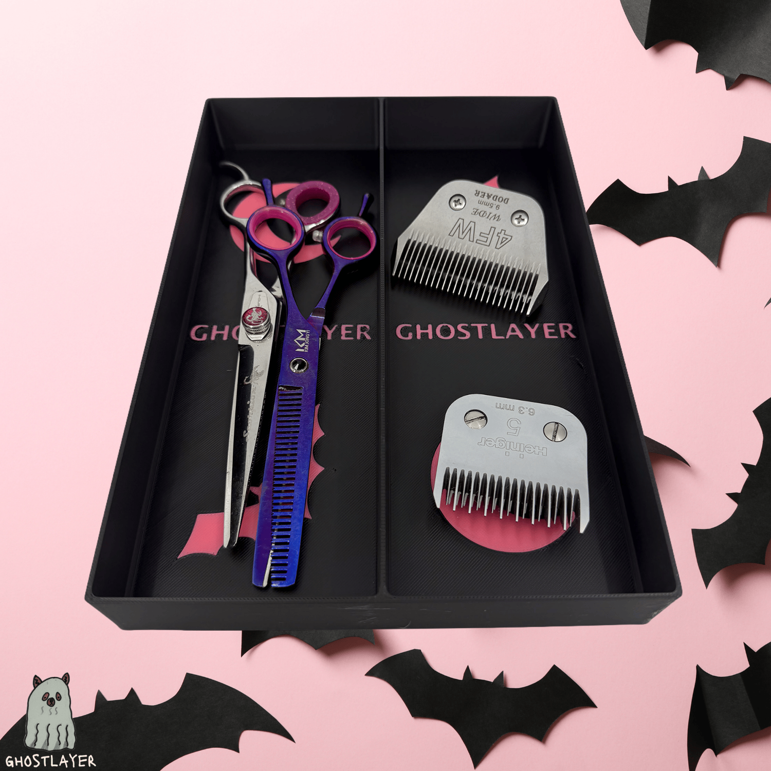 Drawerganizer *Halloween* Trays Low Profile Grooming Tools Toolbox Drawer Organizer *Gothic Black and Pink*