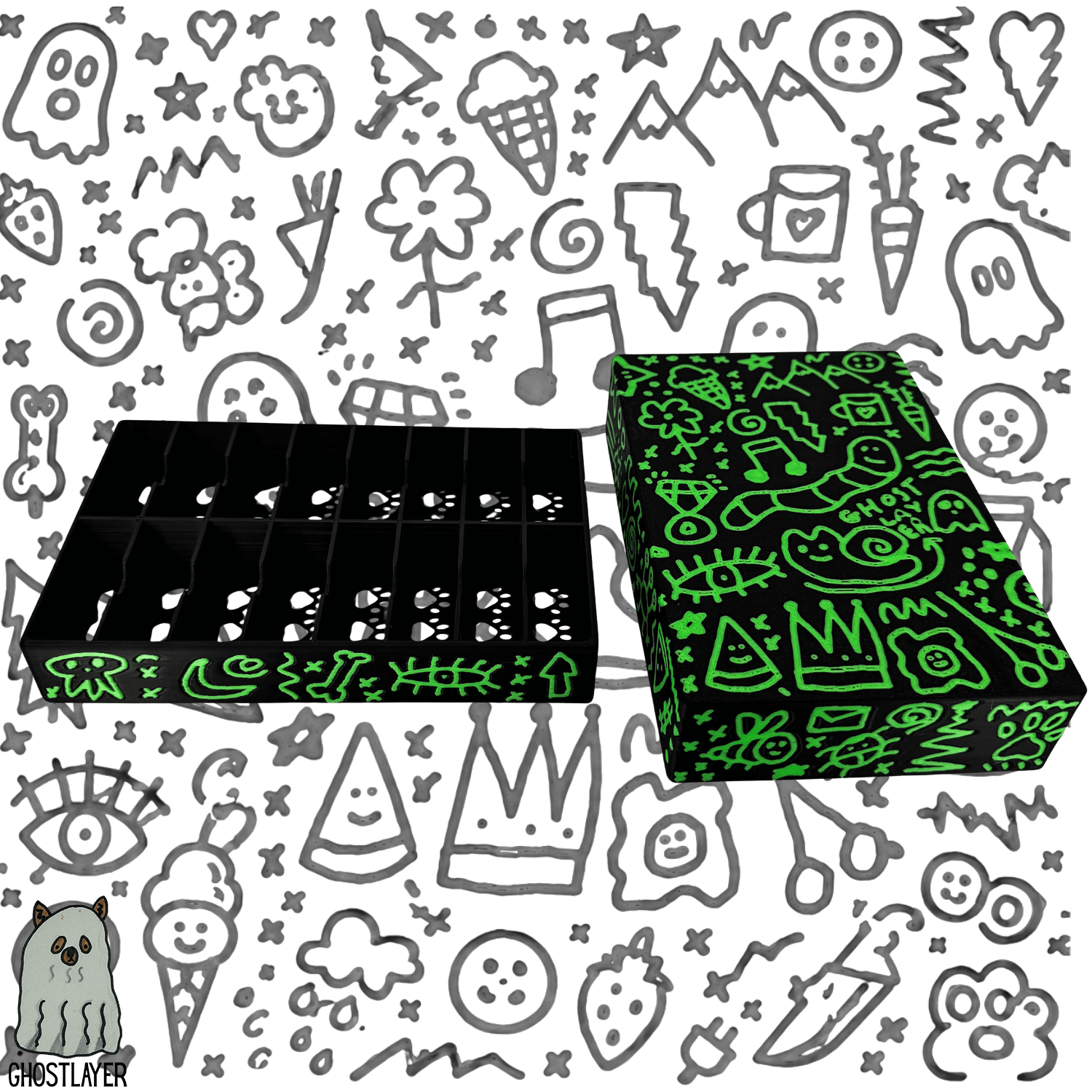 *Ghost Graffiti* Standard Size Clipper Blade Holder with Lid | up to 16 |
