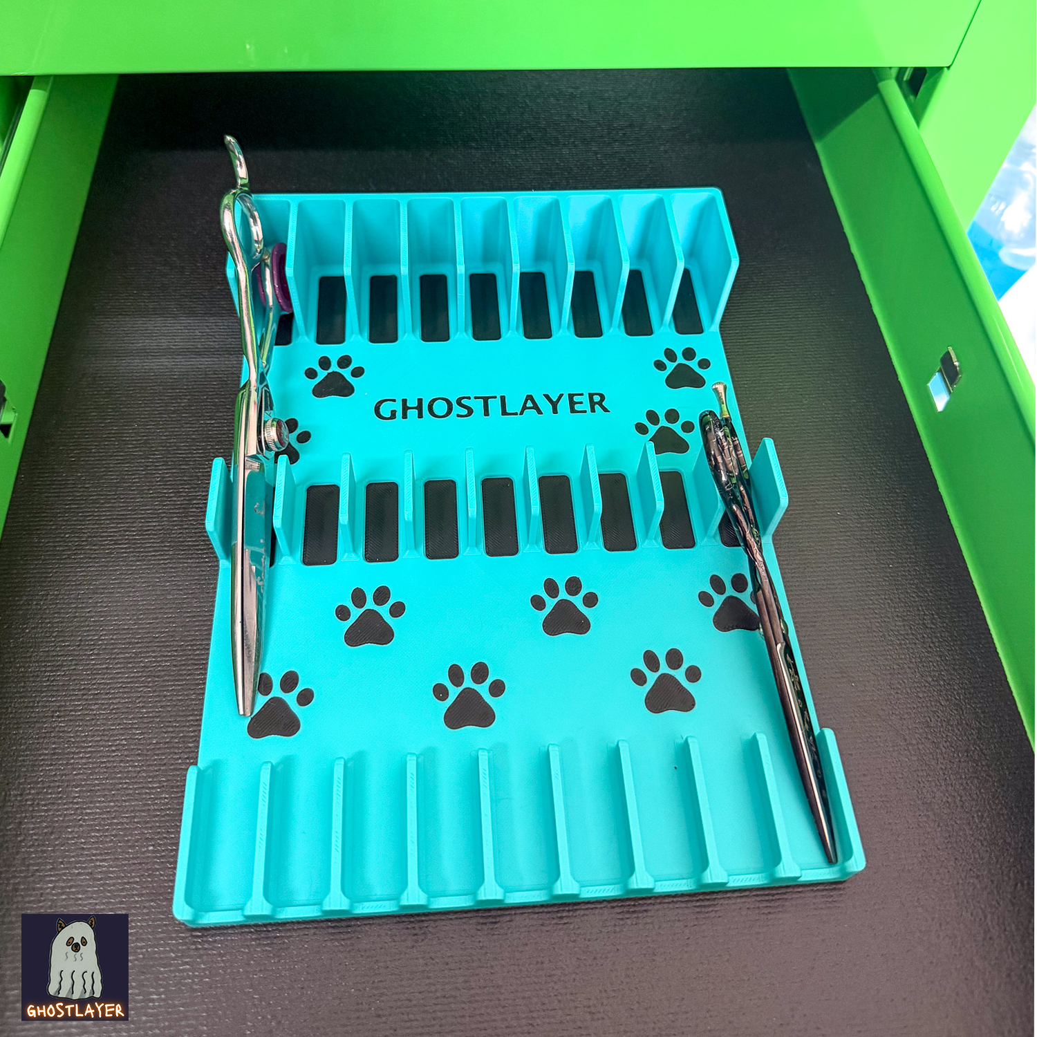 Drawerganizer *Shears* Low Profile Grooming Shear Toolbox Drawer Organizer- Holds 9 Shears