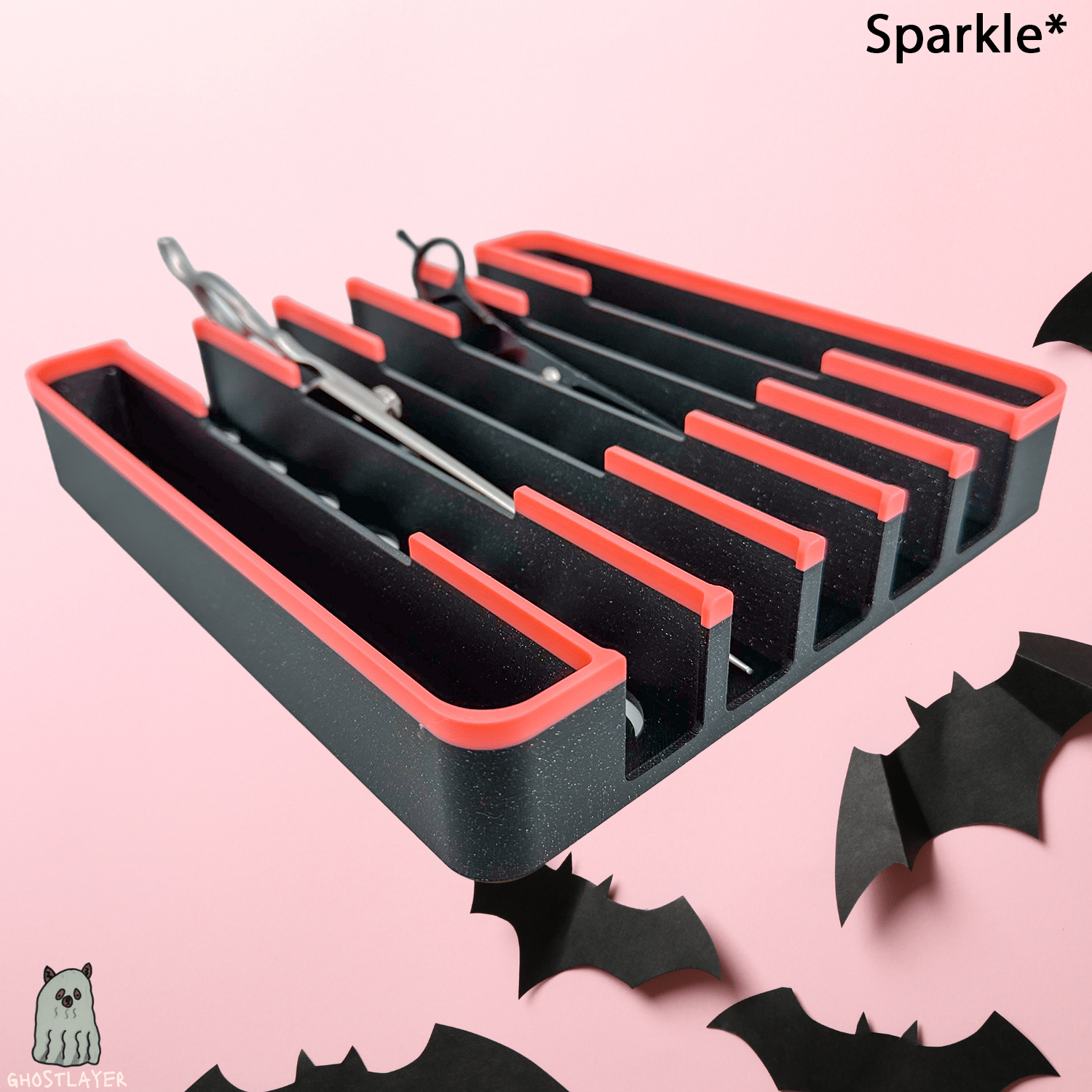 *Halloween* Pharaoh Hound V2 - Large Curved Lay Flat Dog Grooming Scissor Holder | Holds 7 |