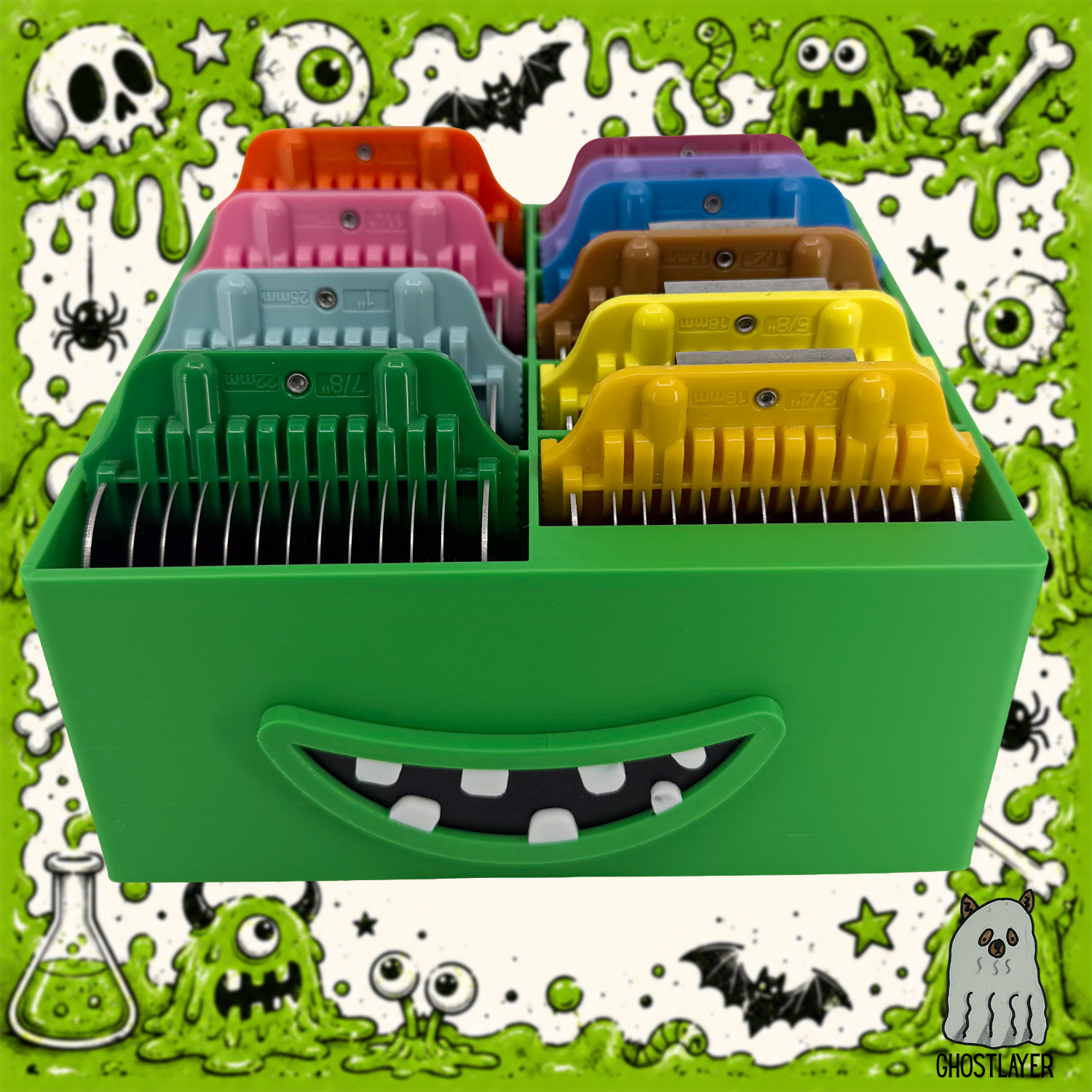 Sploot the Goo Monster - Dog Grooming *Wide* Size Clipper Blade Comb Holder | up to 10 | Zolita