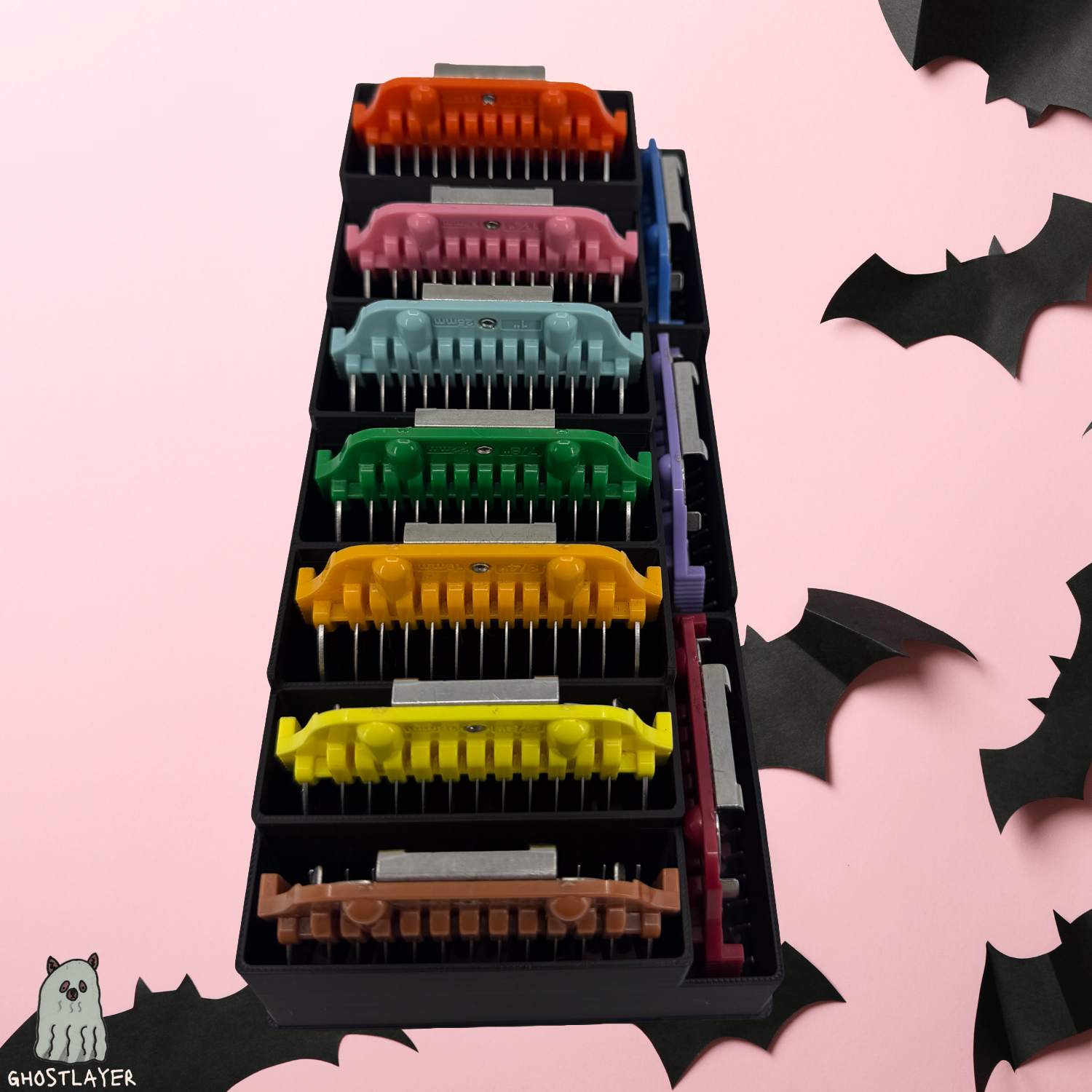 Drawerganizer *Halloween* Zolita WideCombs Low Profile Grooming Comb Toolbox Drawer Organizer- Holds 10 *Full Set**Gothic Black and Pink*