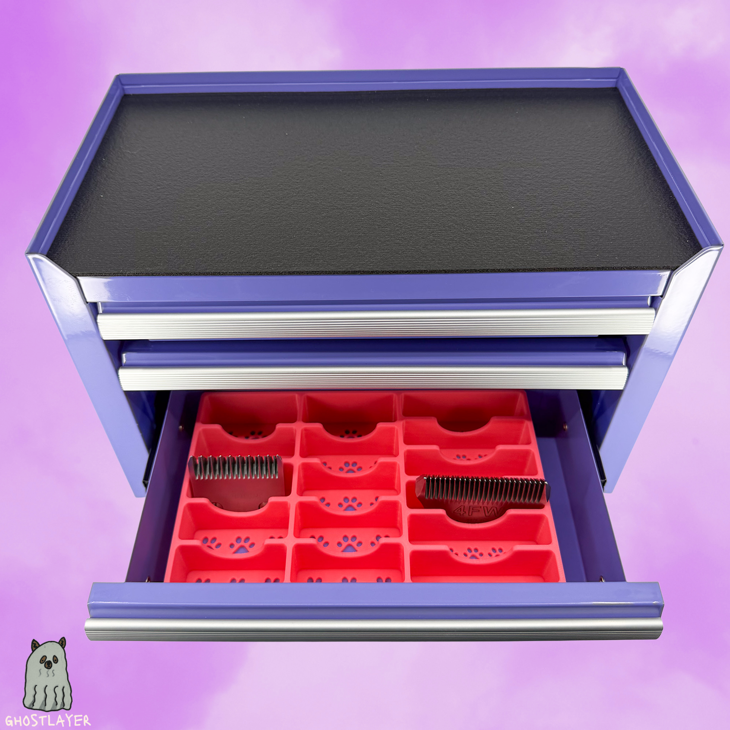 Kobalt Mini Toolbox Bottom Drawer Organizer (Two Drawer w/Lid and Three Drawer)- Dog Grooming Toolbox Blade holder/10 Standard/6 Wide