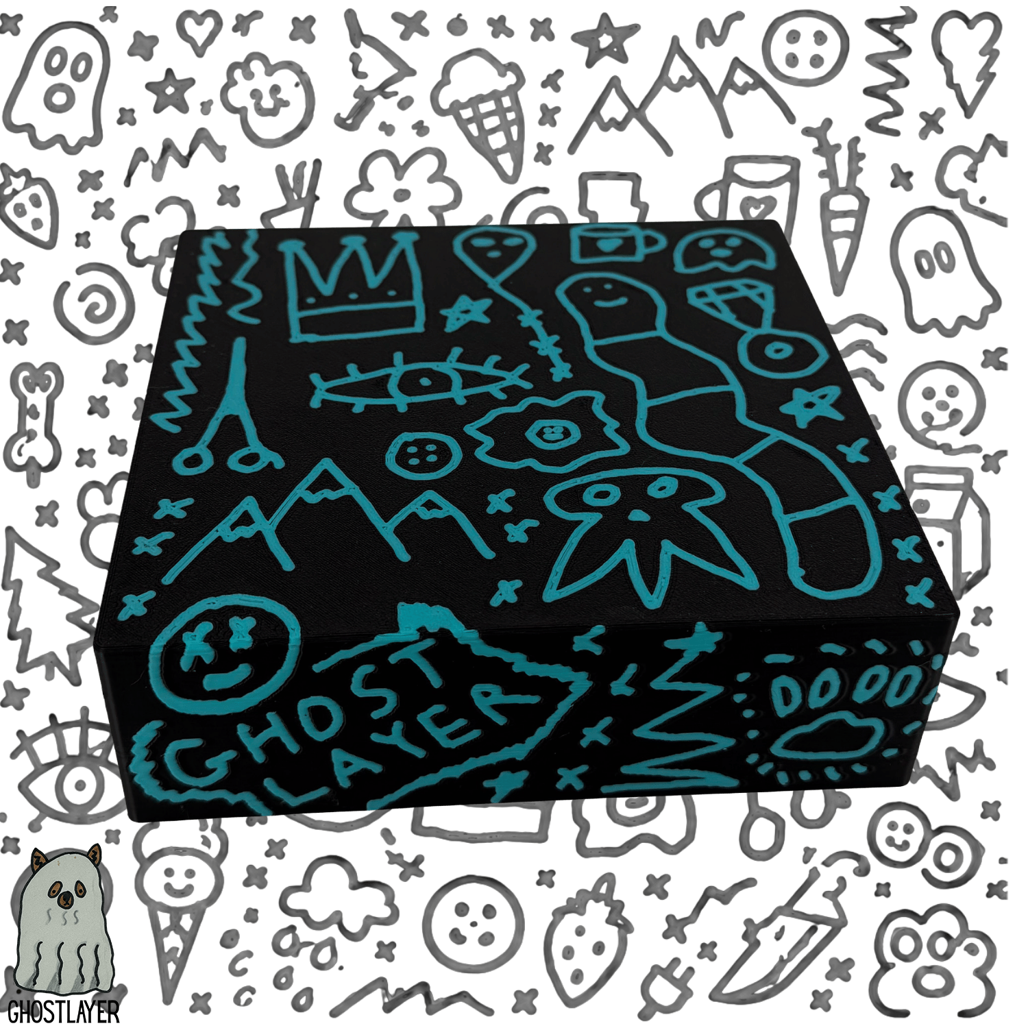 *Ghost Graffiti* Dog Grooming *Wide* Size Clipper Blade Holder with lid | up to 16 |