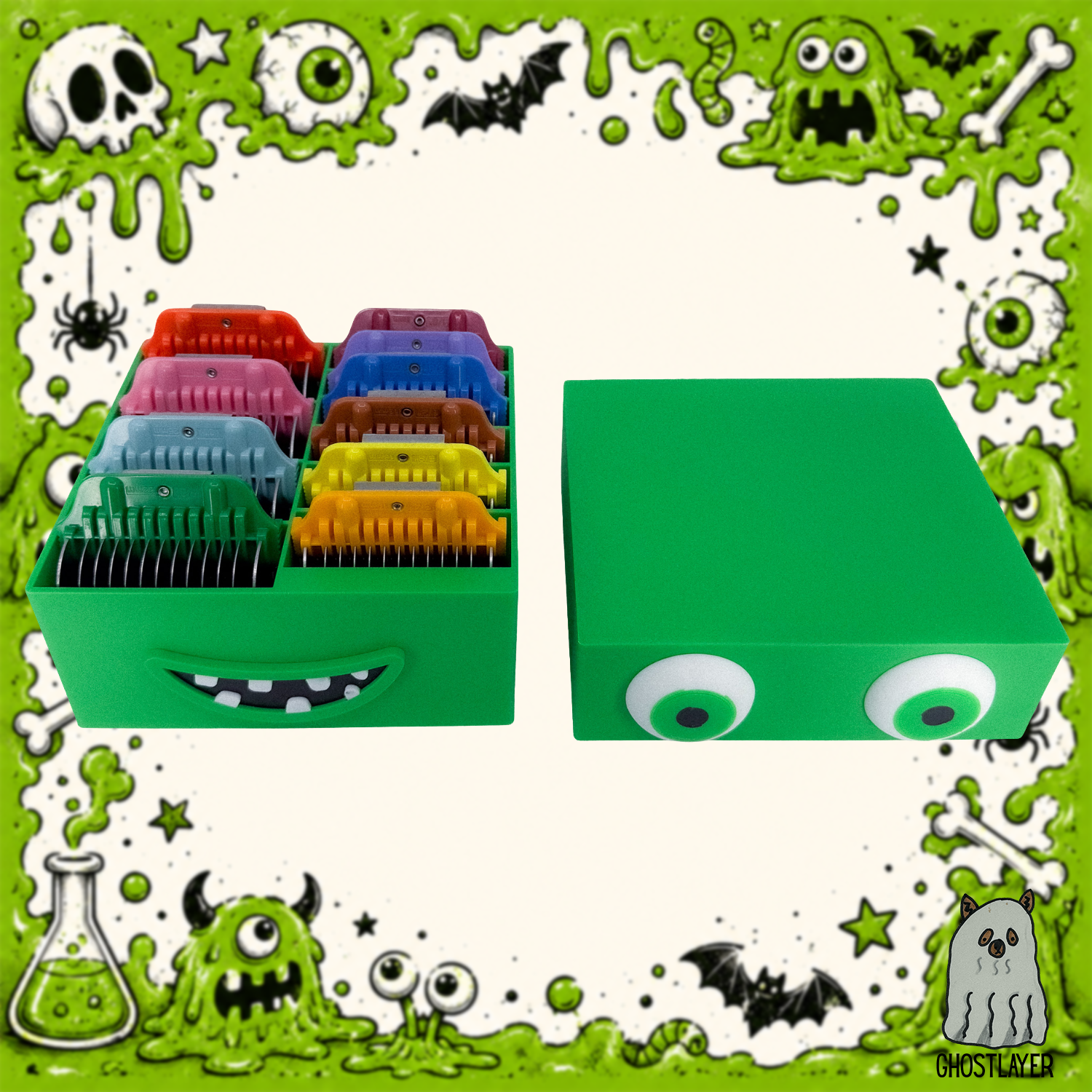 Sploot the Goo Monster - Dog Grooming *Wide* Size Clipper Blade Comb Holder | up to 10 | Zolita
