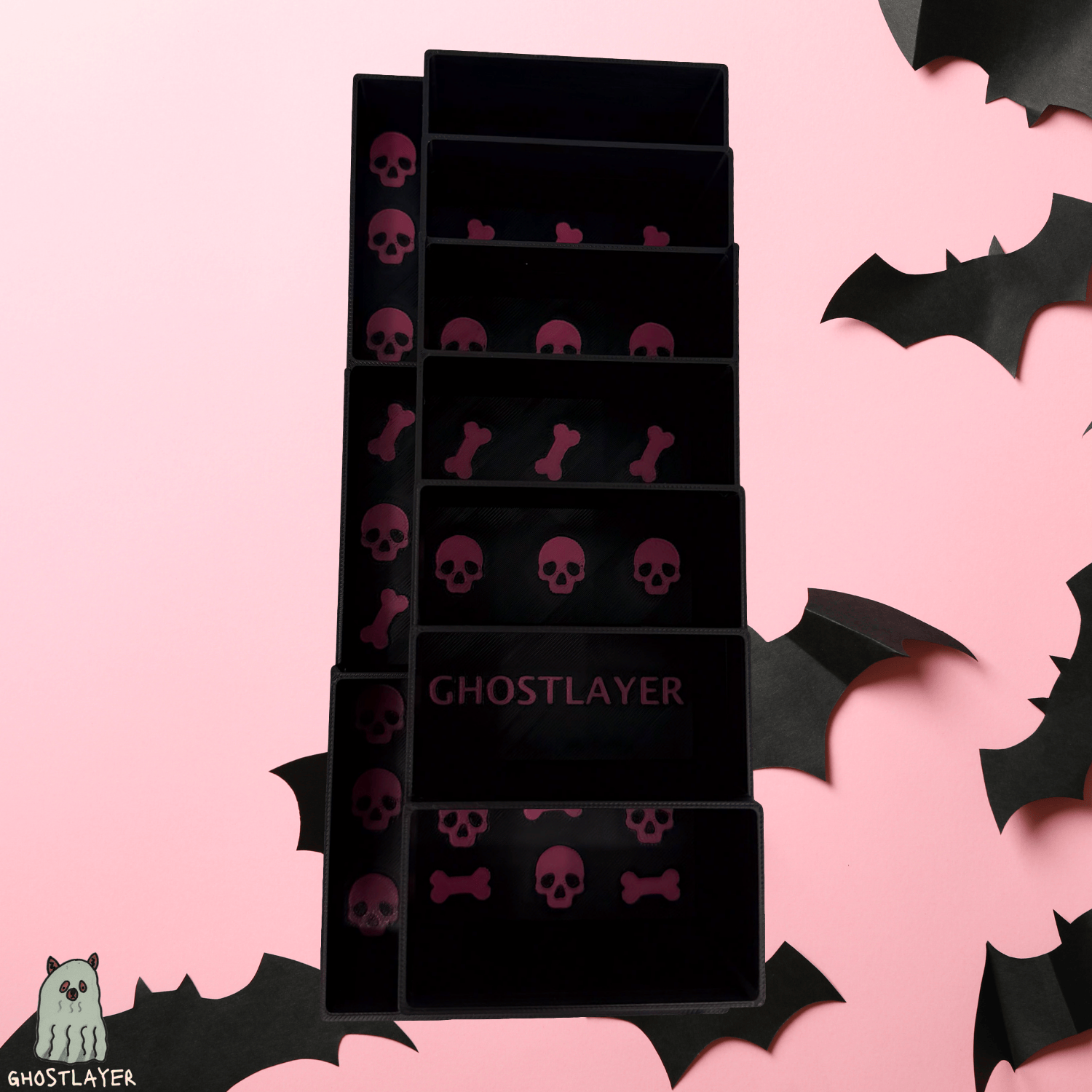 Drawerganizer *Halloween* Zolita WideCombs Low Profile Grooming Comb Toolbox Drawer Organizer- Holds 10 *Full Set**Gothic Black and Pink*