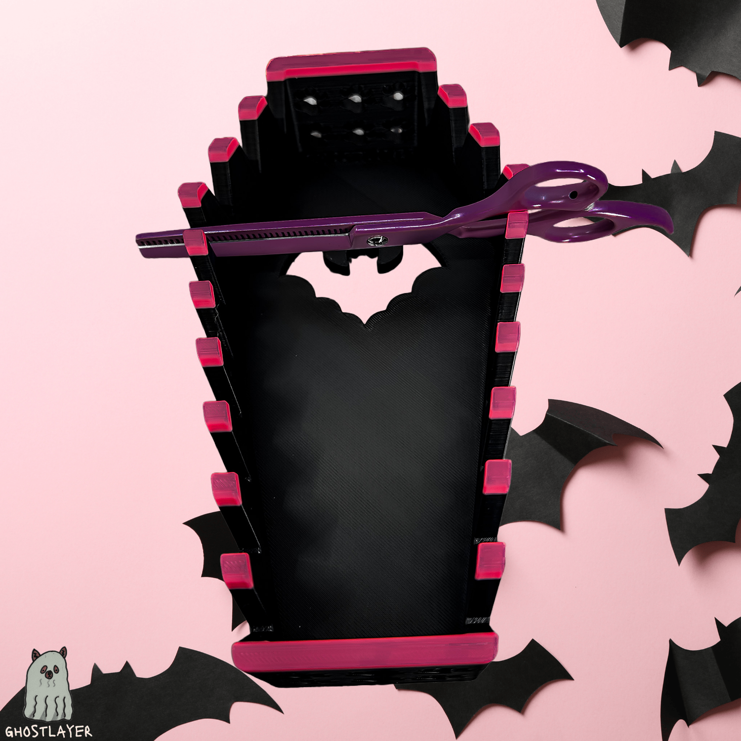 The Coffin Chihuahua *Gothic Black and Pink* - Dog Grooming Scissor Holder— Up to 10 pairs, Simple organizer |