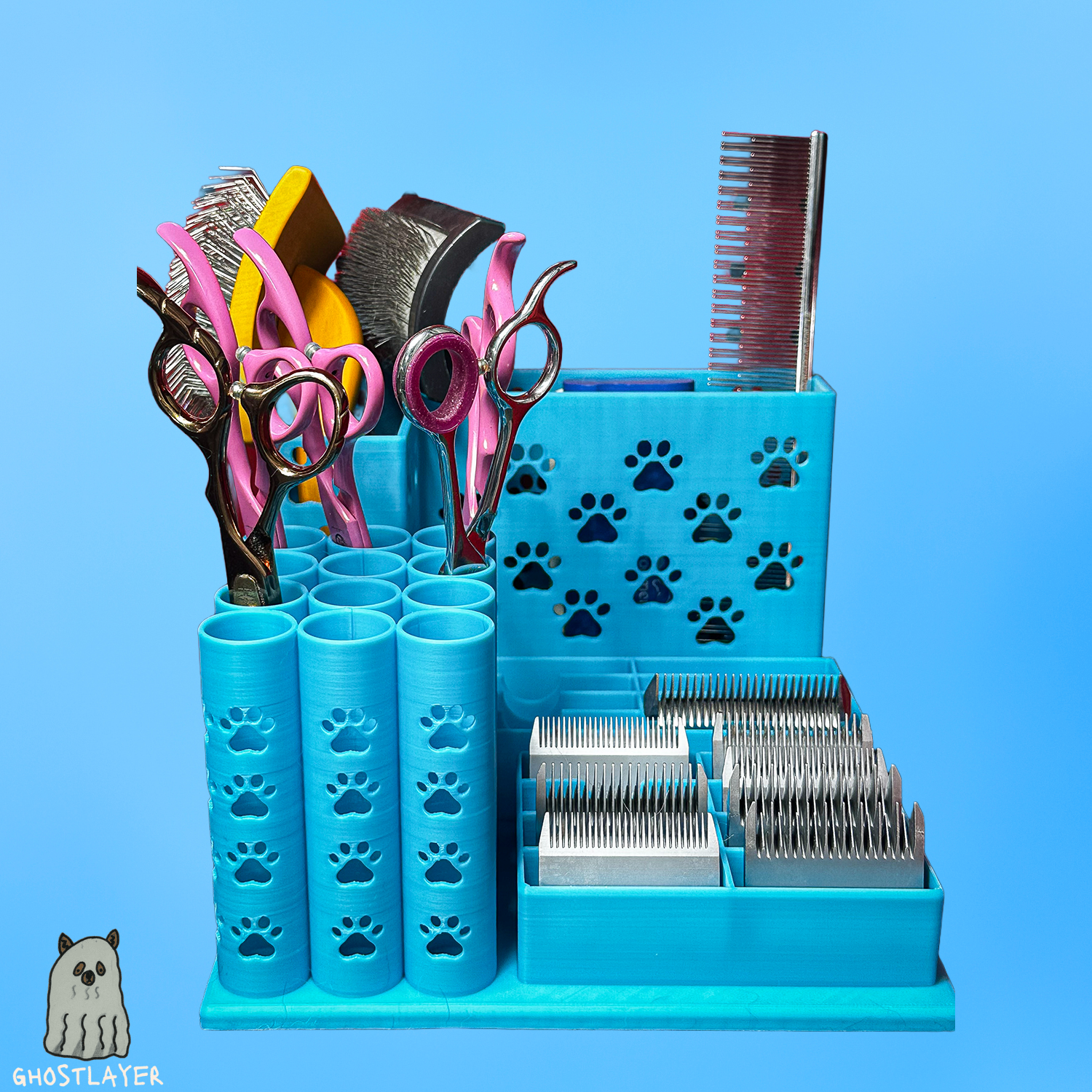 The Great Pyrenees-- Dog Grooming Brush Holder, 12 Scissors, 8 Standard and 8 Wide Blades  | Large Size |