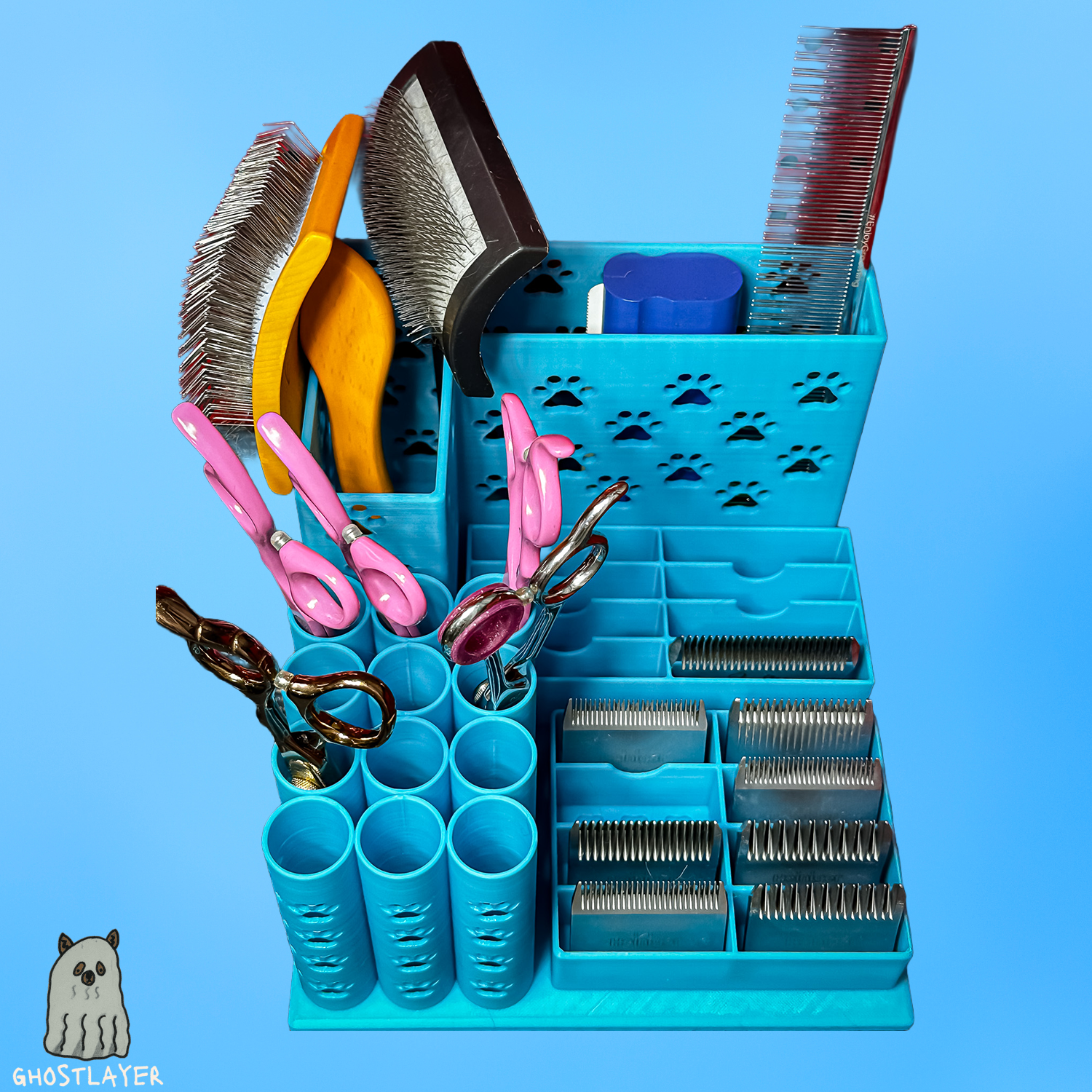 The Great Pyrenees-- Dog Grooming Brush Holder, 12 Scissors, 8 Standard and 8 Wide Blades  | Large Size |