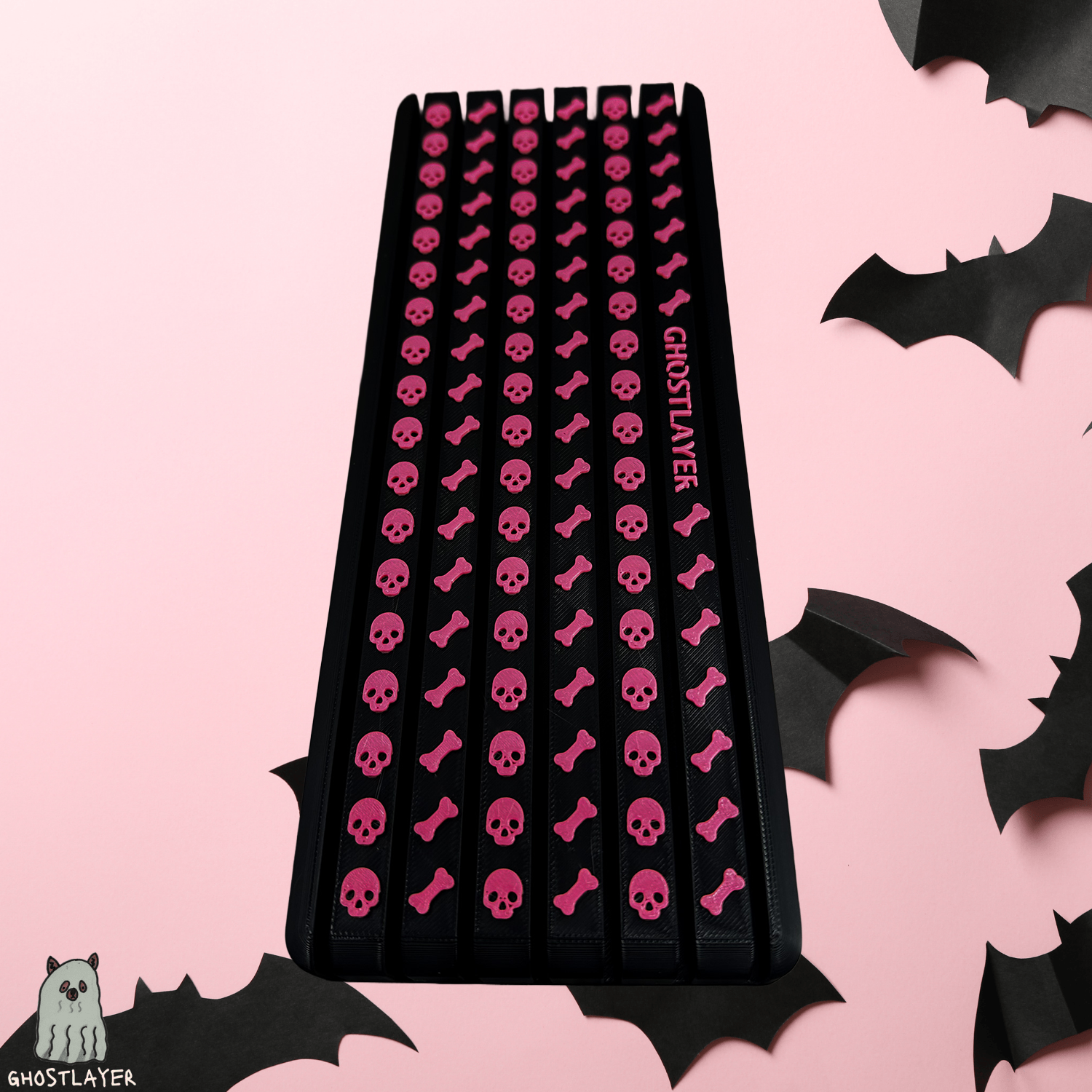 The Mini Greyhound - *Gothic Black and Pink* Lay Flat Dog Grooming Steel "Greyhound" Comb Holder | Holds 7 |