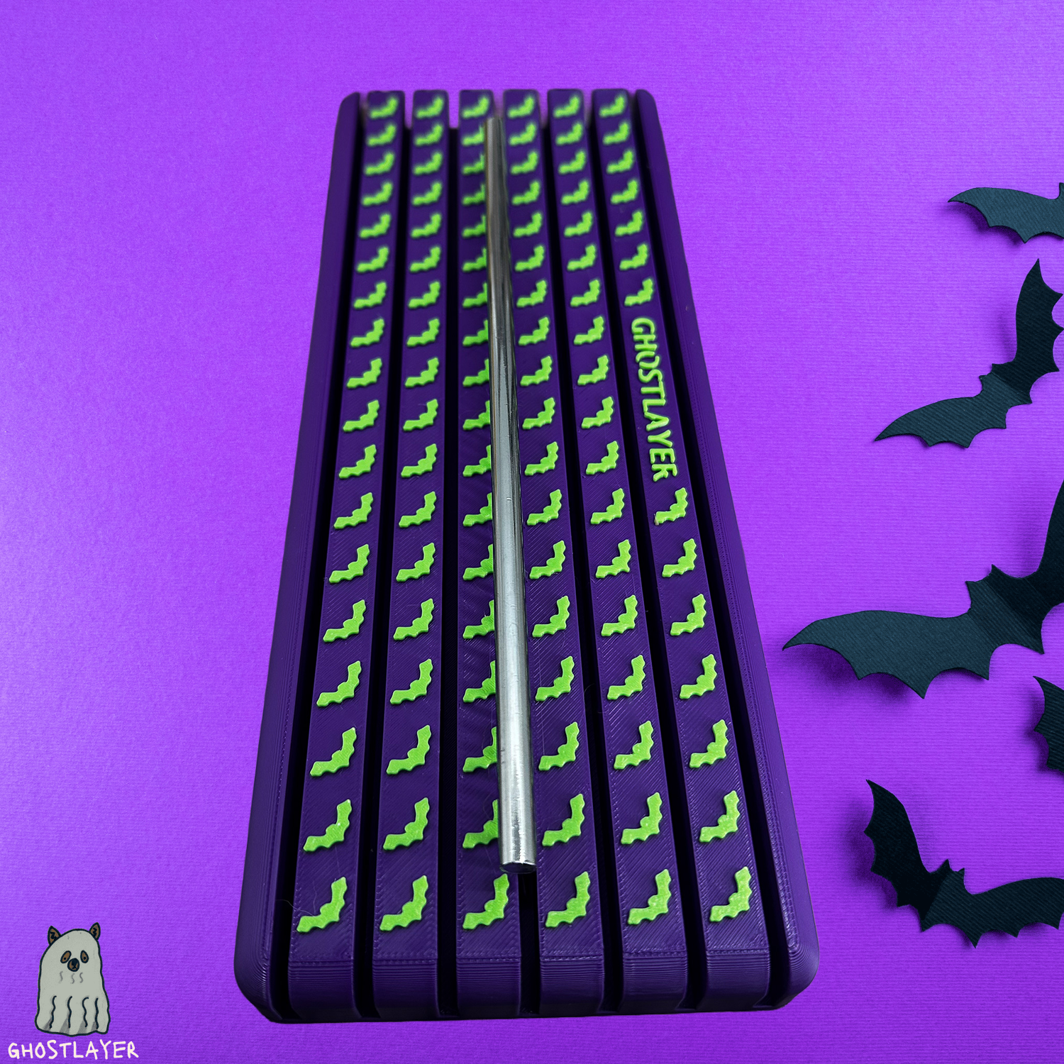 The Mini Greyhound - *Halloween-Ghastly Green and Purple* Lay Flat Dog Grooming Steel "Greyhound" Comb Holder | Holds 7 |