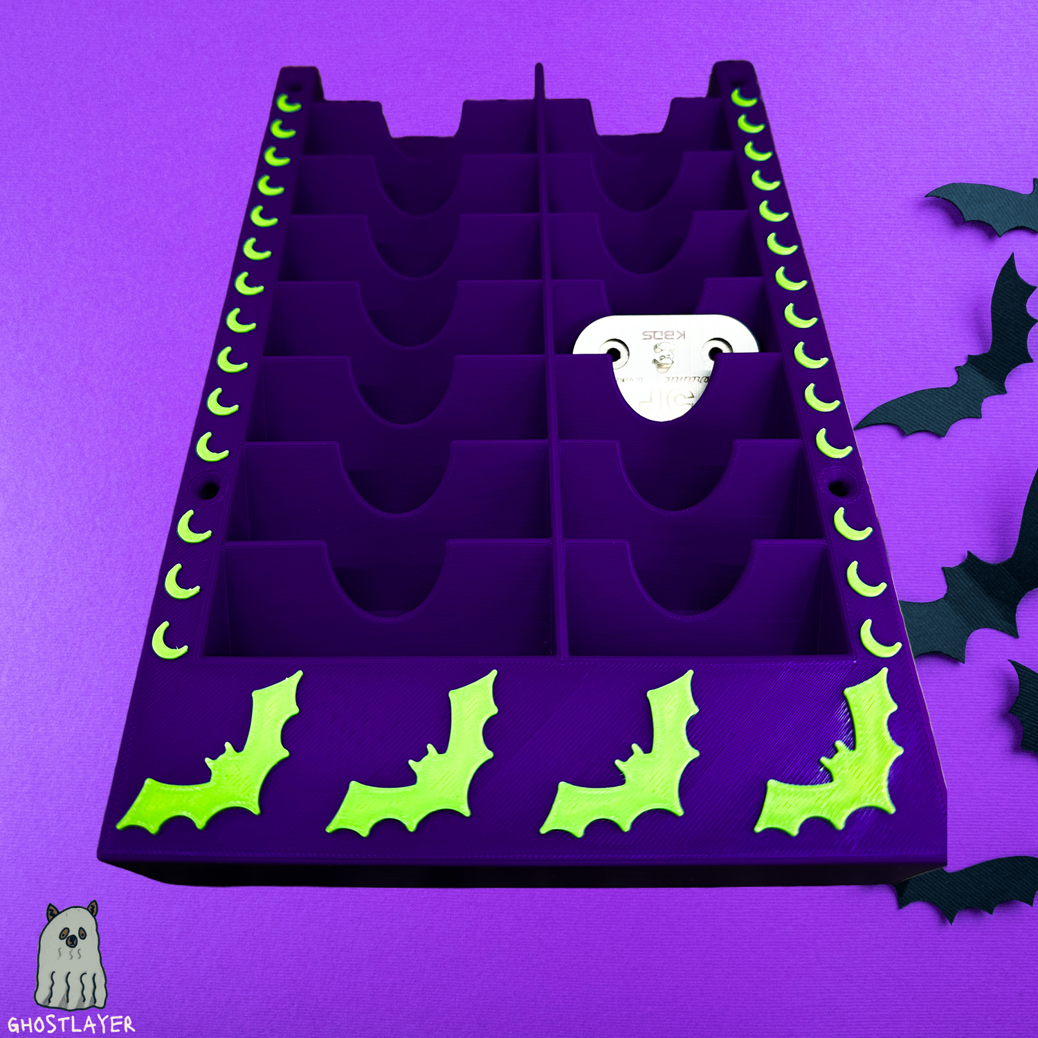 The Bloodhound - *Halloween-Ghastly Green and Purple* Wall Mountable Dog Grooming Standard/Wide Size Clipper Blade Holder | 8 Standard/Wide