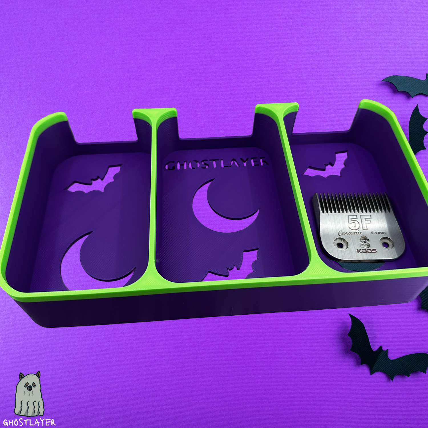 Kobalt Mini Toolbox-Dog Grooming Toolbox Insert Bundle *Halloween-Ghastly Green and Purple* | Holds Scissors, Standard Blades and more