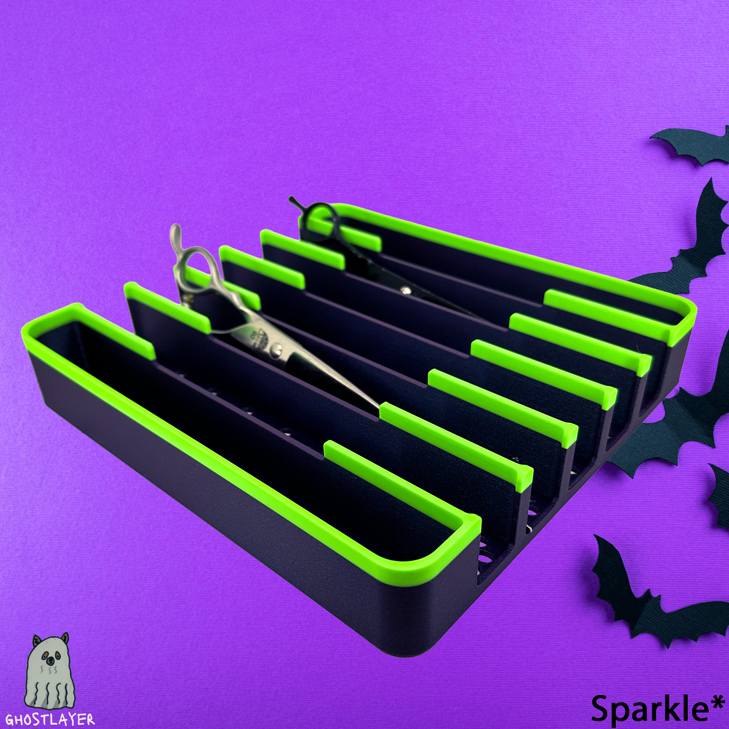 *Halloween* Pharaoh Hound V2 - Large Curved Lay Flat Dog Grooming Scissor Holder | Holds 7 |