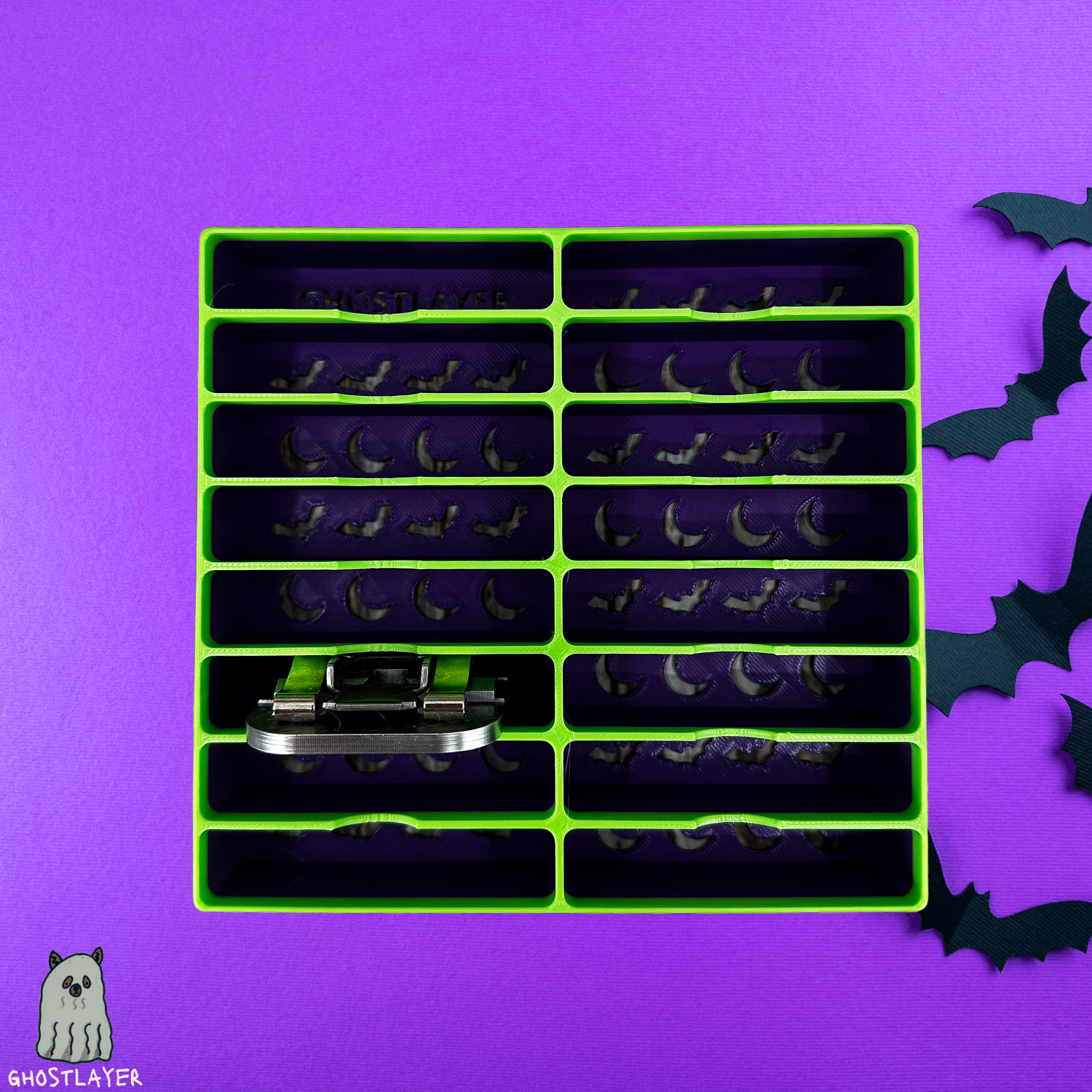 The Pug-- *Halloween-Ghostly Green and Purple* Dog Grooming *Wide* Size Clipper Blade Holder | up to 16 | wide blade only