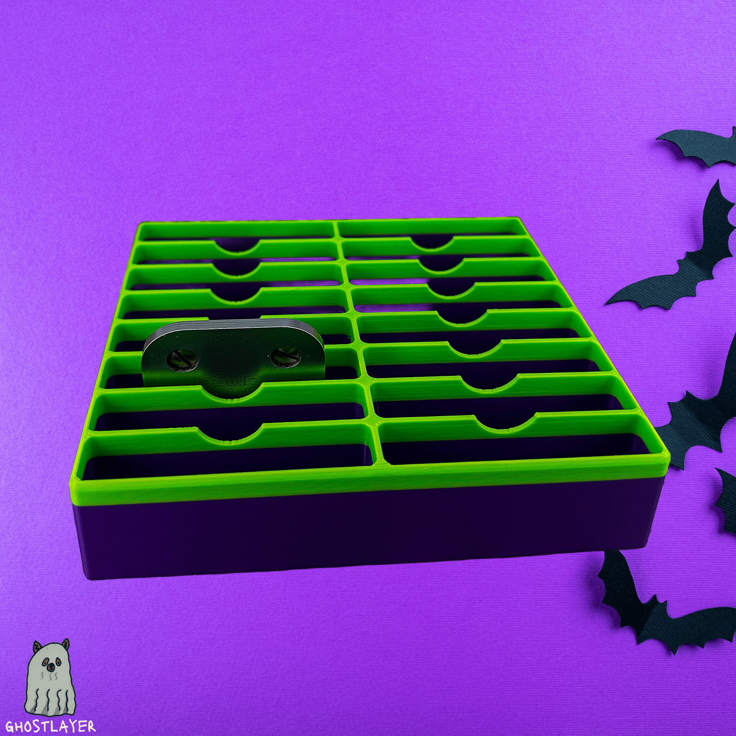 The Pug-- *Halloween-Ghostly Green and Purple* Dog Grooming *Wide* Size Clipper Blade Holder | up to 16 | wide blade only