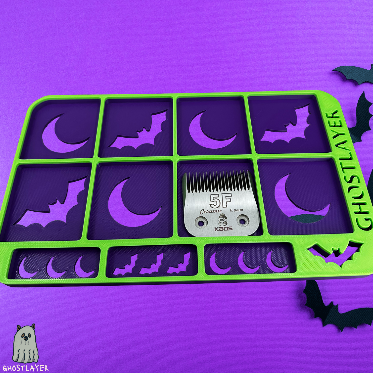 Kobalt Mini Toolbox-Dog Grooming Toolbox Insert Bundle *Halloween-Ghastly Green and Purple* | Holds Scissors, Standard Blades and more
