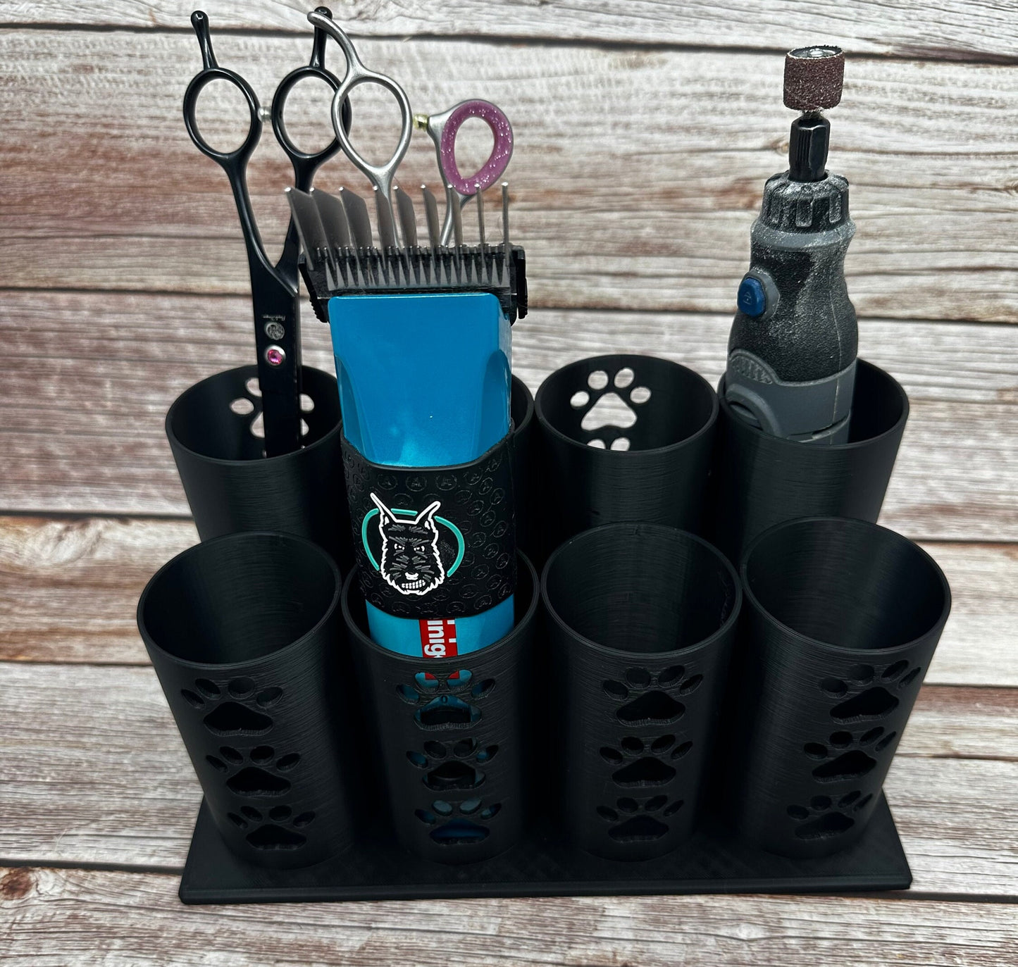 Tube City *Medium*-- Dog Grooming Brush, Clipper, Shear or All Around holder. Eight 2 inch tubes with base.